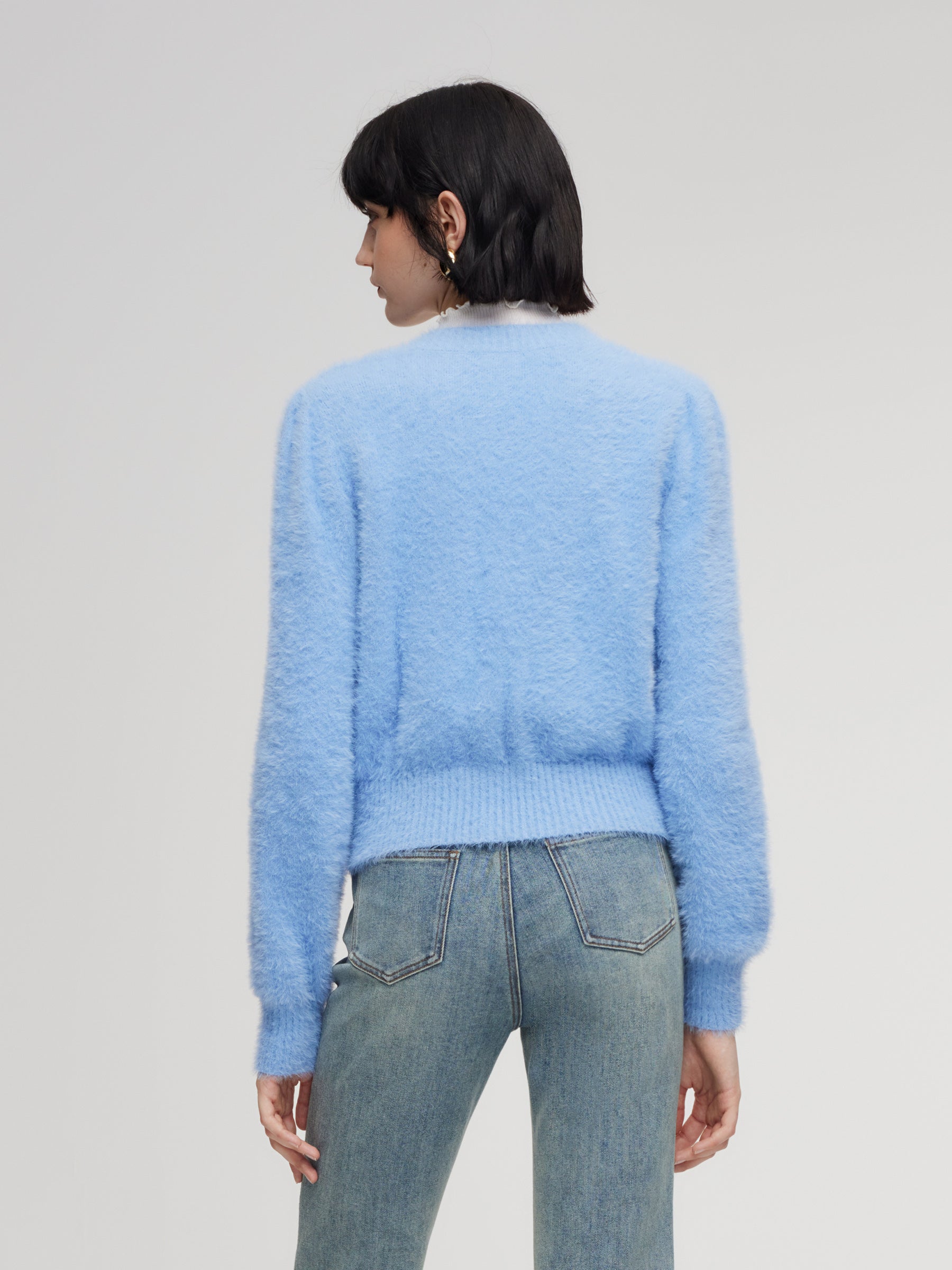 Faux Mink V-Neck Cardigan