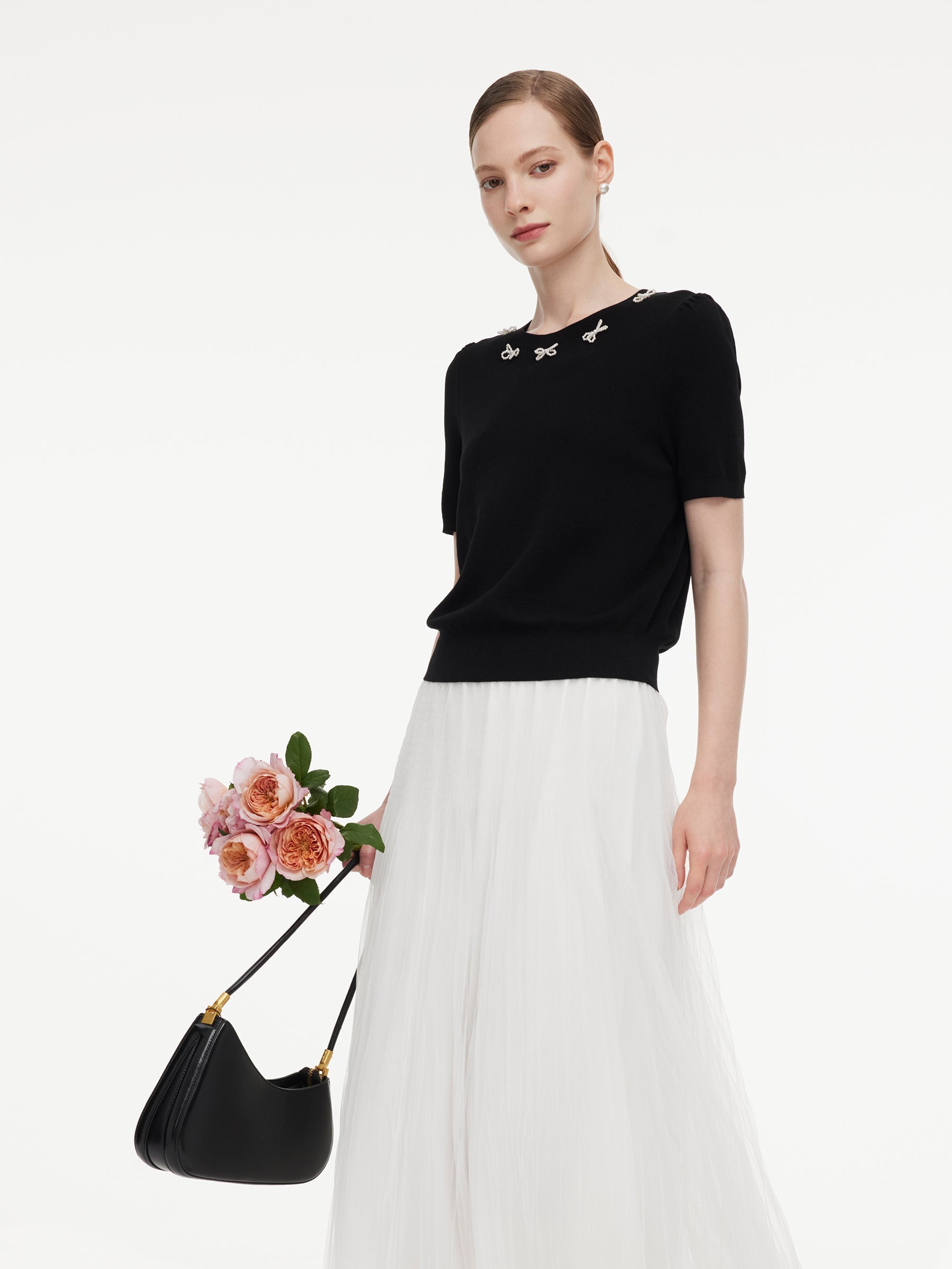 Beaded Bow Neckline