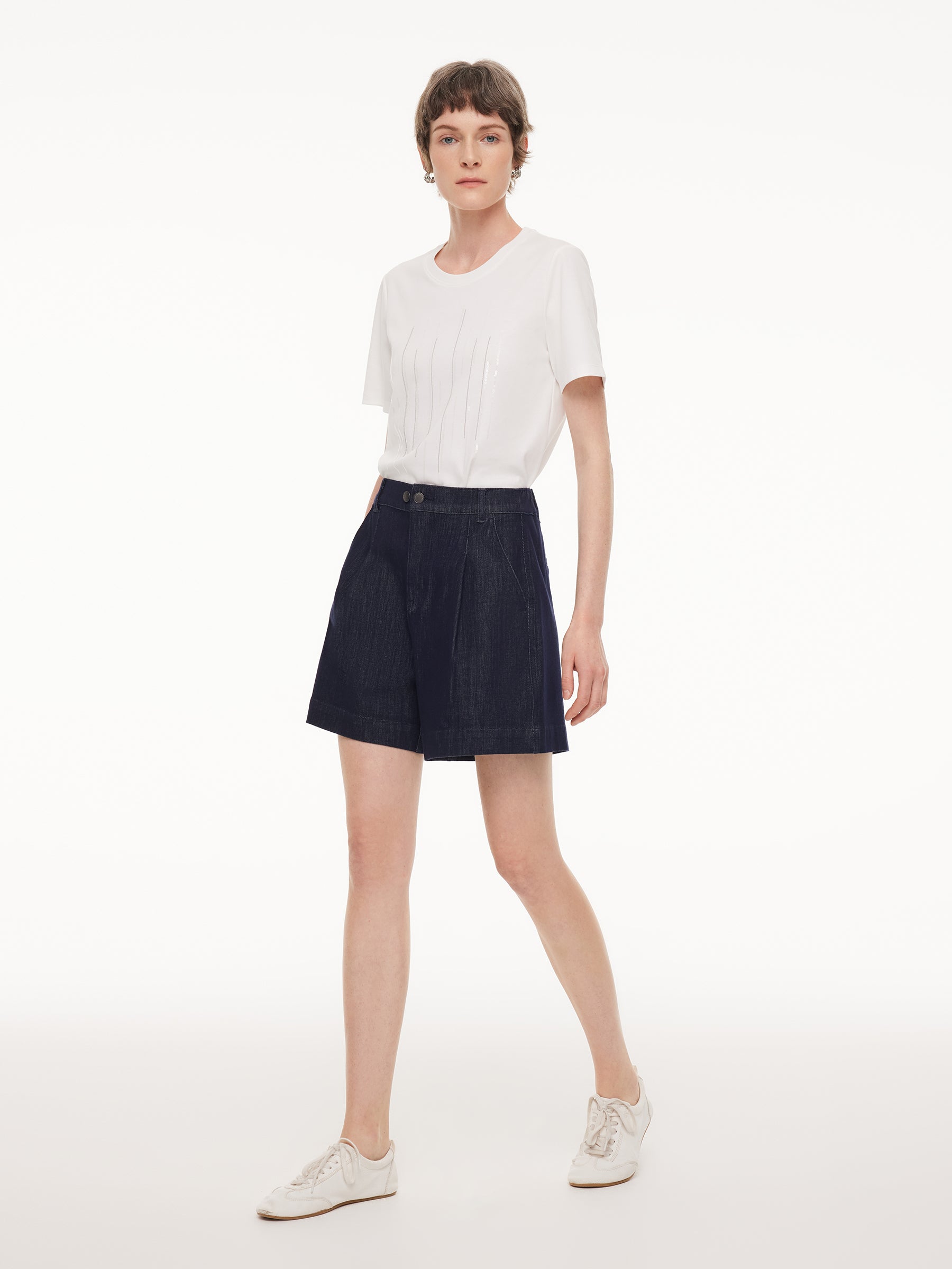 Stretch A-Line Denim Shorts