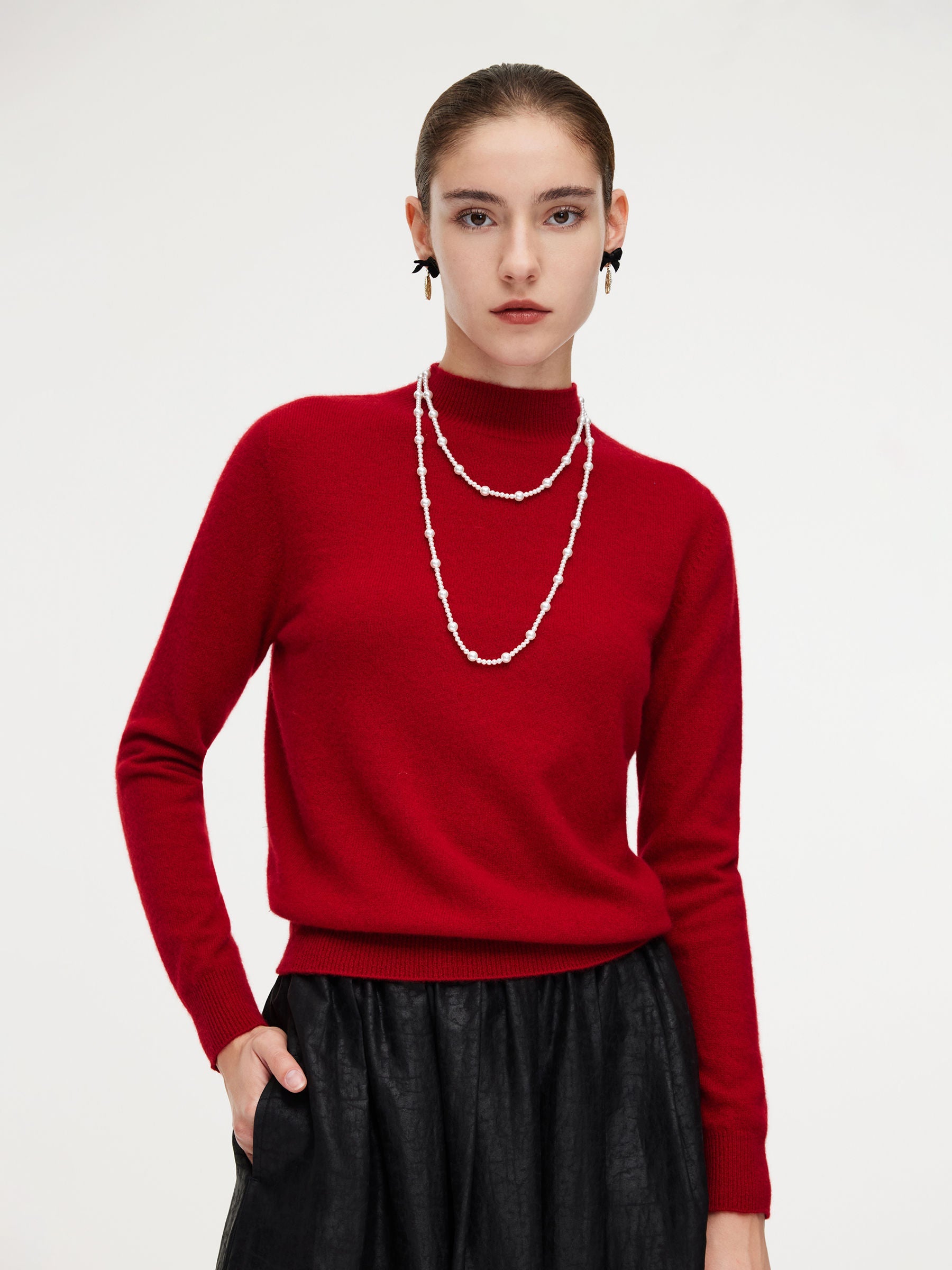 100% Cashmere Mock Neck Sweater