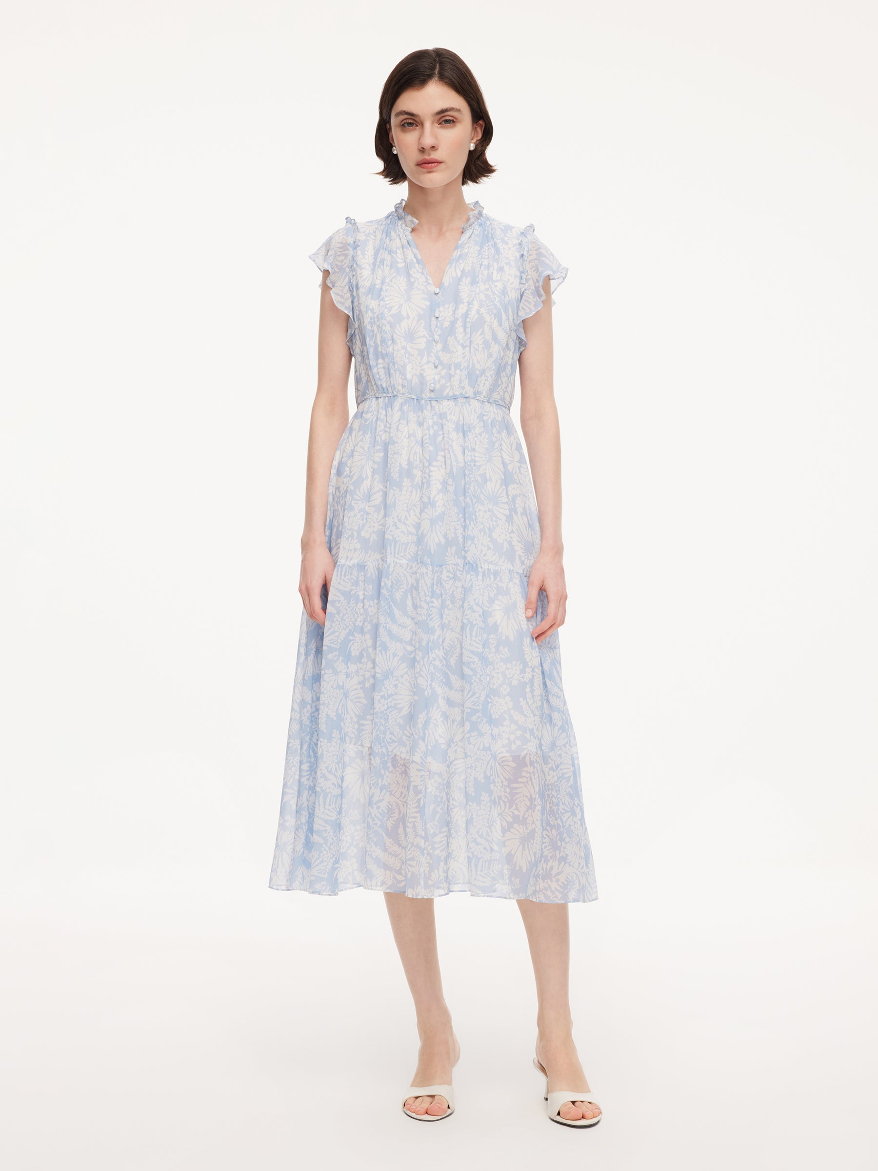 Ruffle V-Neck Maxi Dress