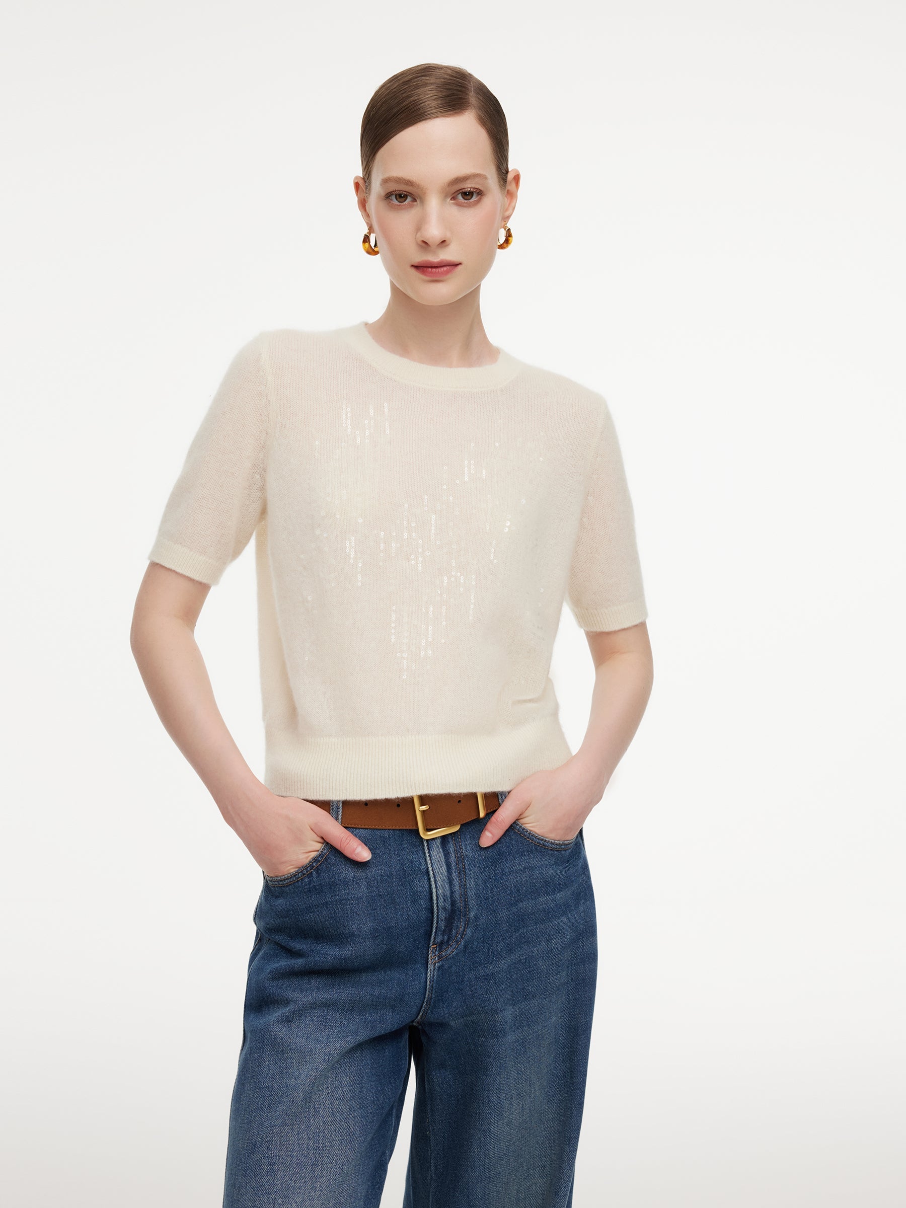 Cashmere Sequin Crew