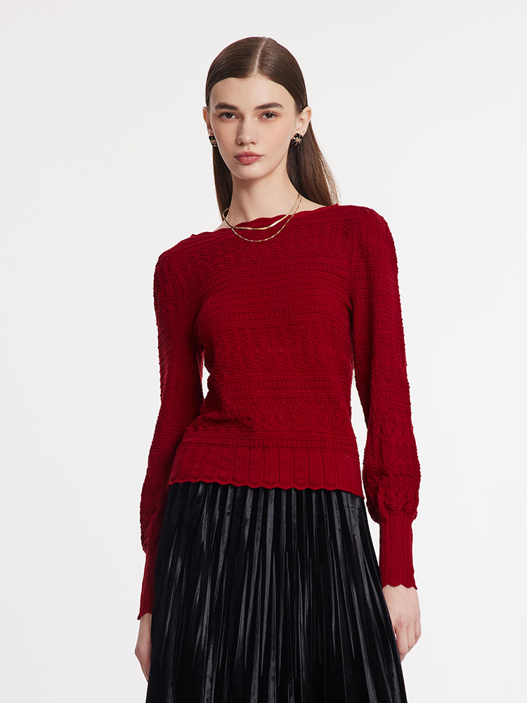 Tencel Wool Wave Collar Sweater