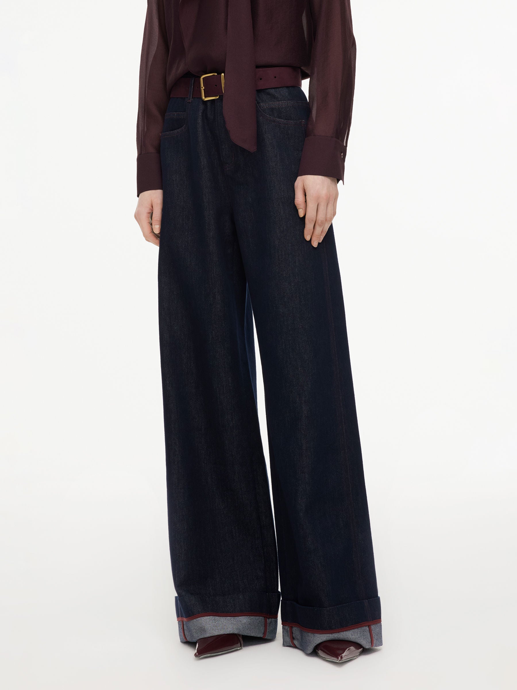 Lyocell-Cotton High-Waist Palazzo Jeans