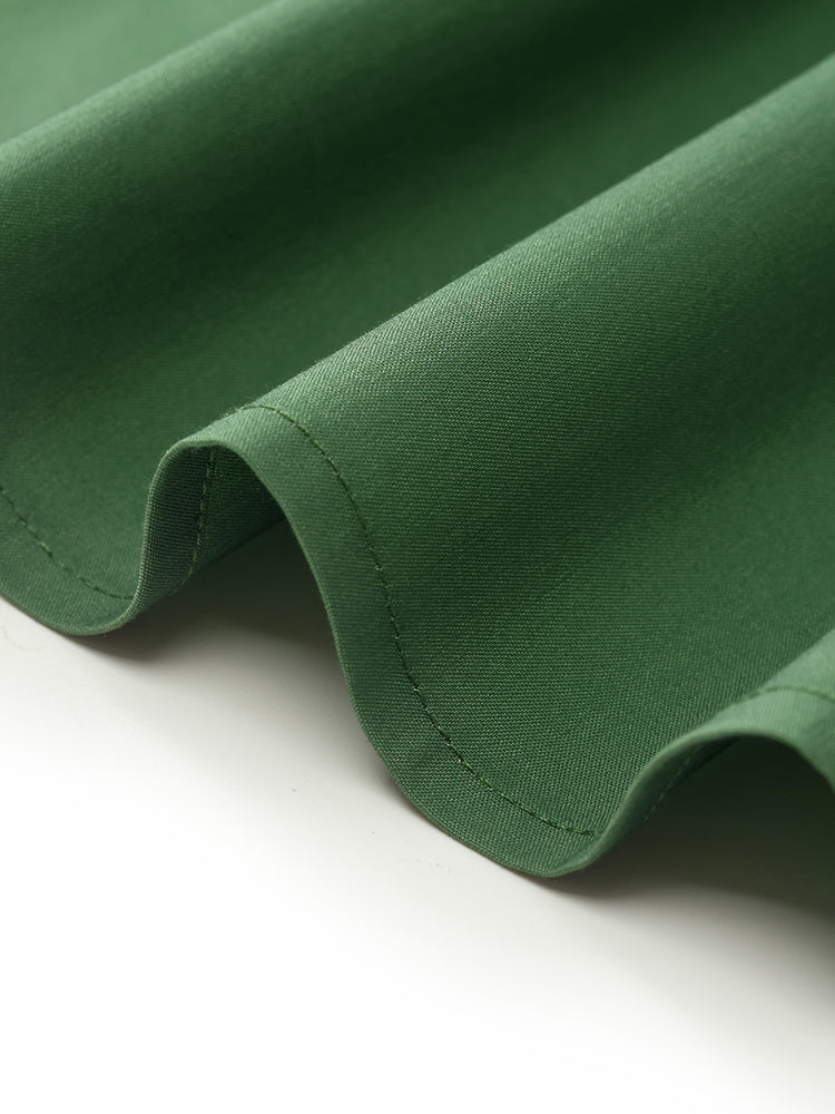 Cinched Puff Sleeve Green Dress