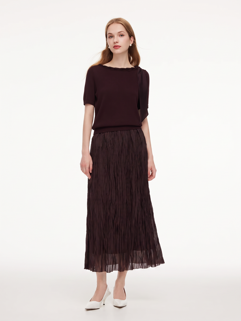 Tiered Crinkle Mesh Skirt