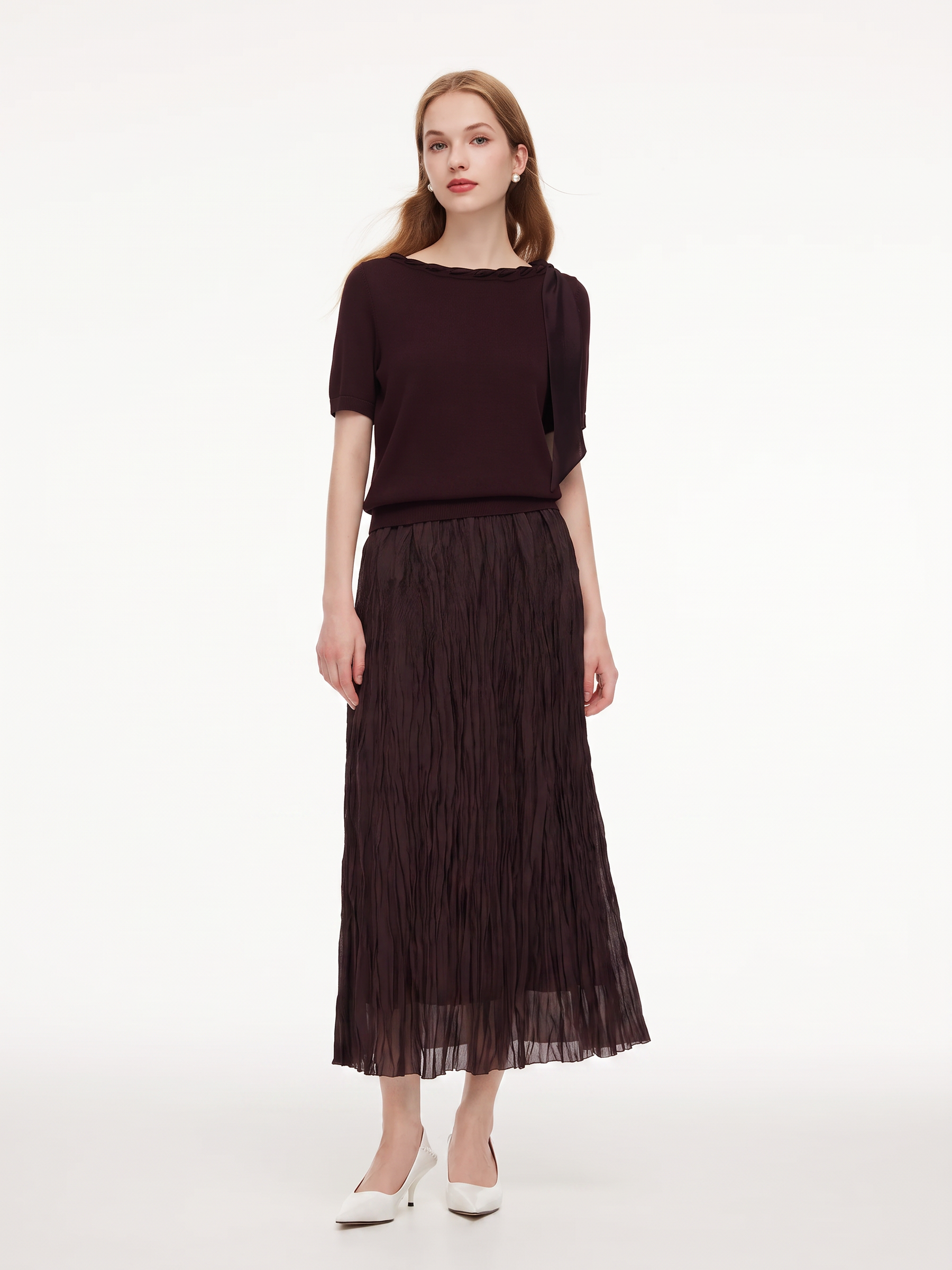 Tiered Crinkle Mesh Skirt