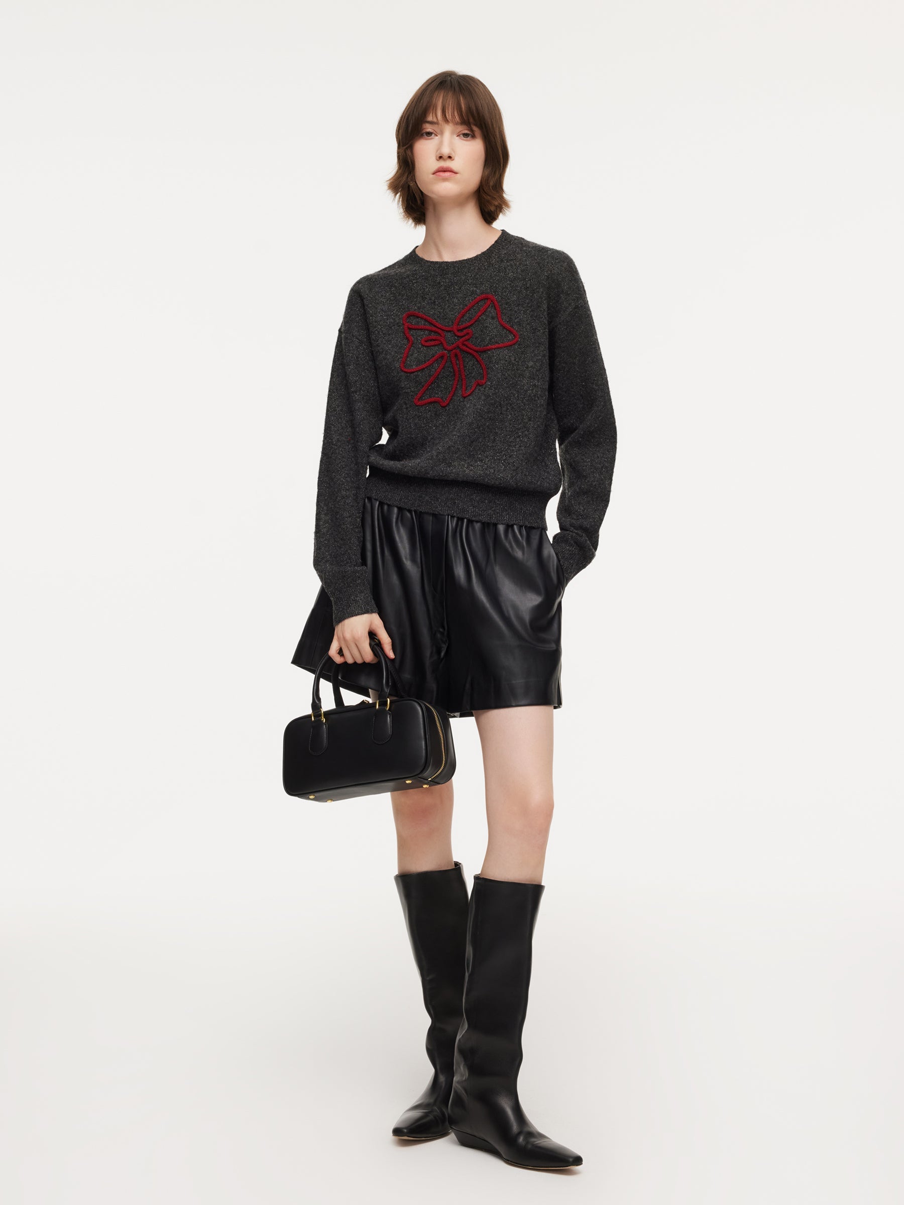 Bowknot Round Neck Sweater