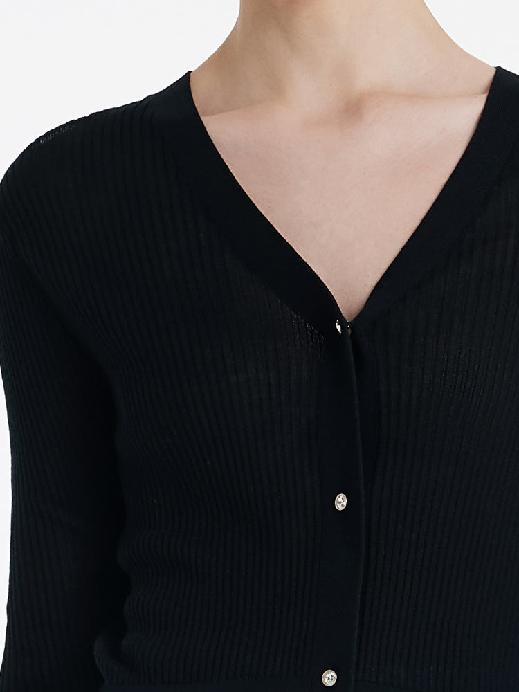 Tencel-Silk V-Neck Cardigan
