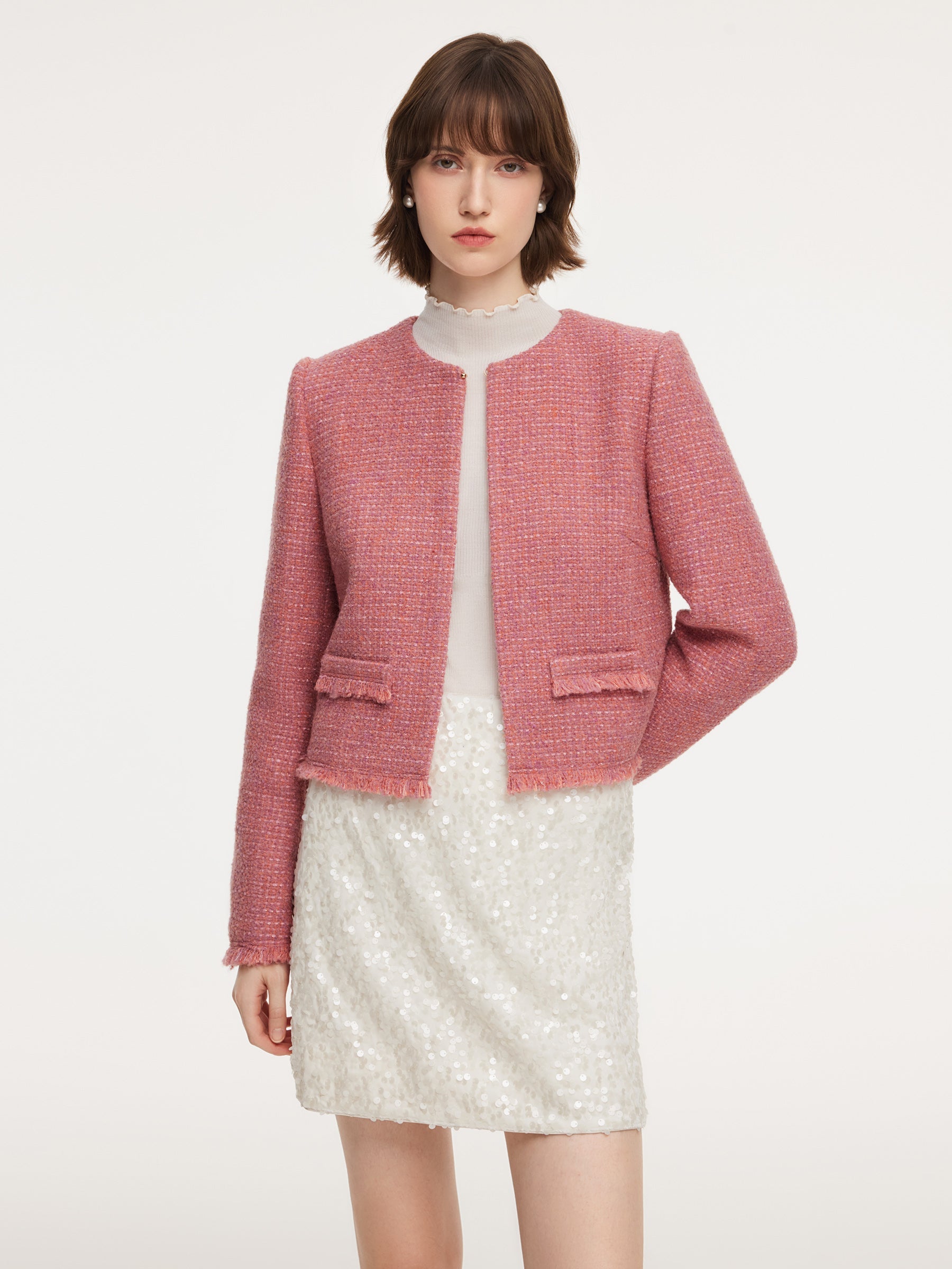 Tweed Round Neck Jacket