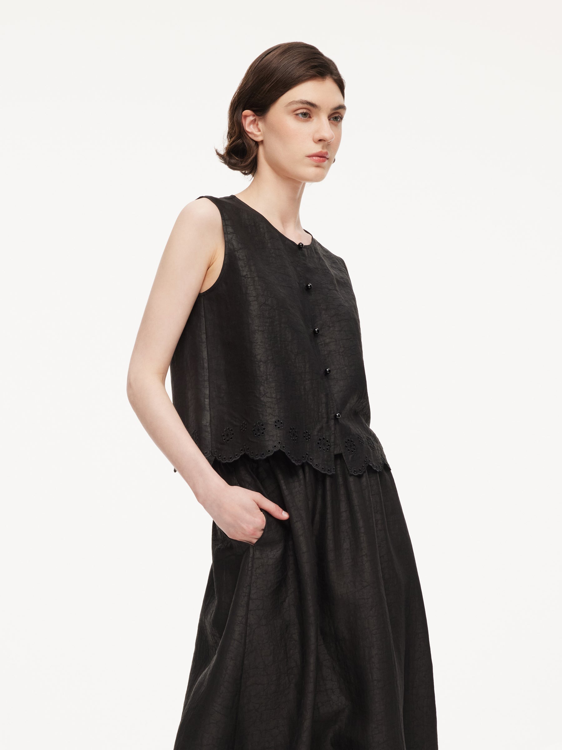 Onyx Button Sleeveless Vest