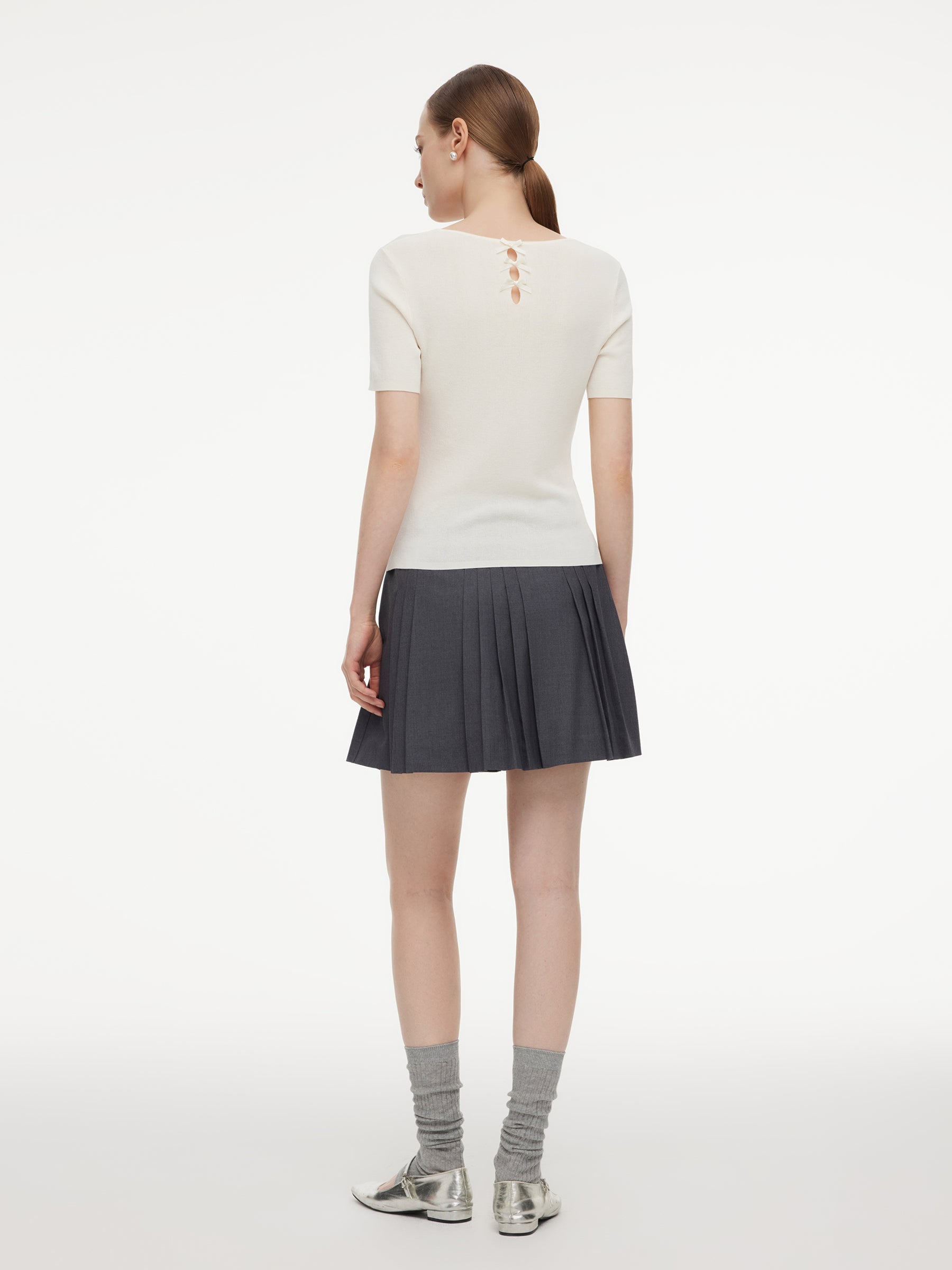 High-Waist Pleated A-Line Skirt