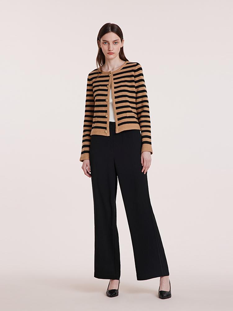 Wool Striped French Cardigan