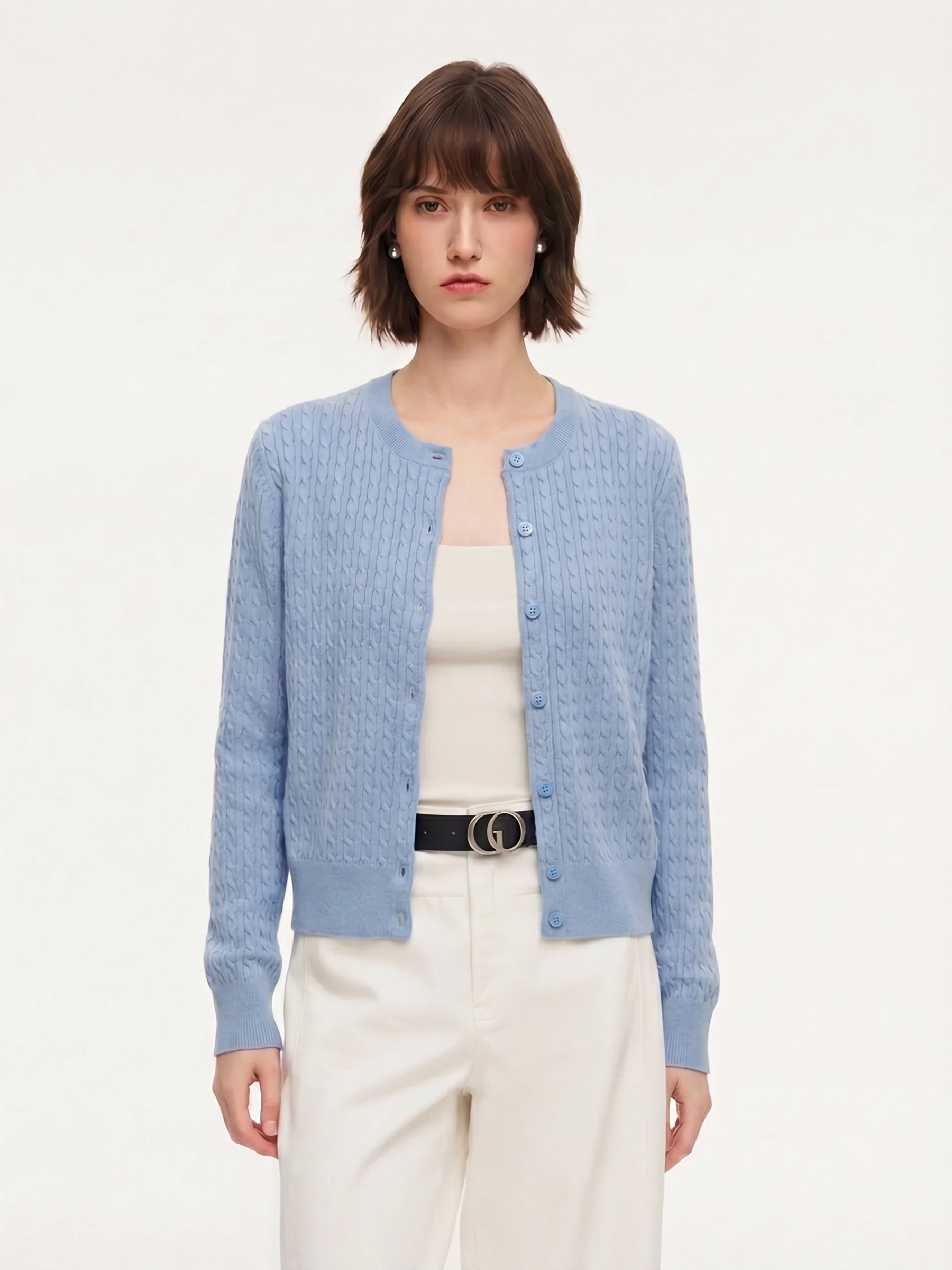 100% Cotton Cable Crew Cardigan