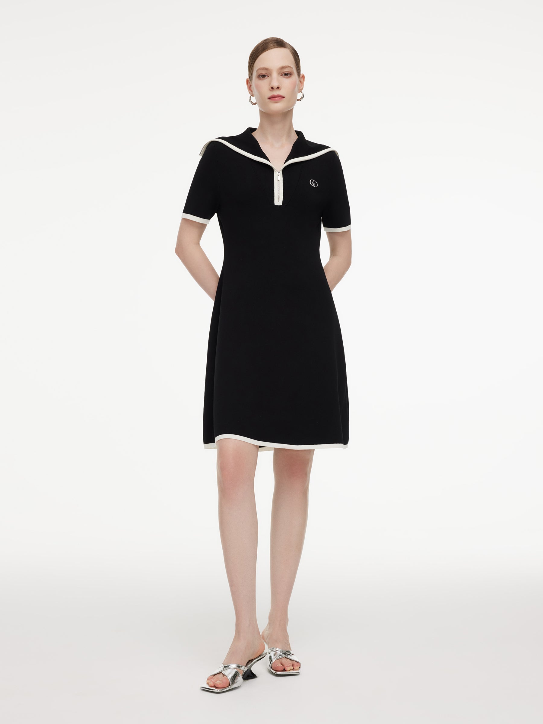 Lyocell Half-Zip Mini Dress