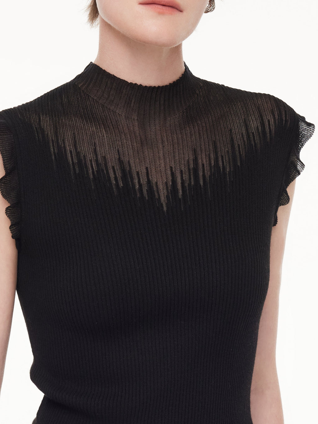 Mock-Neck Ruffle Tank