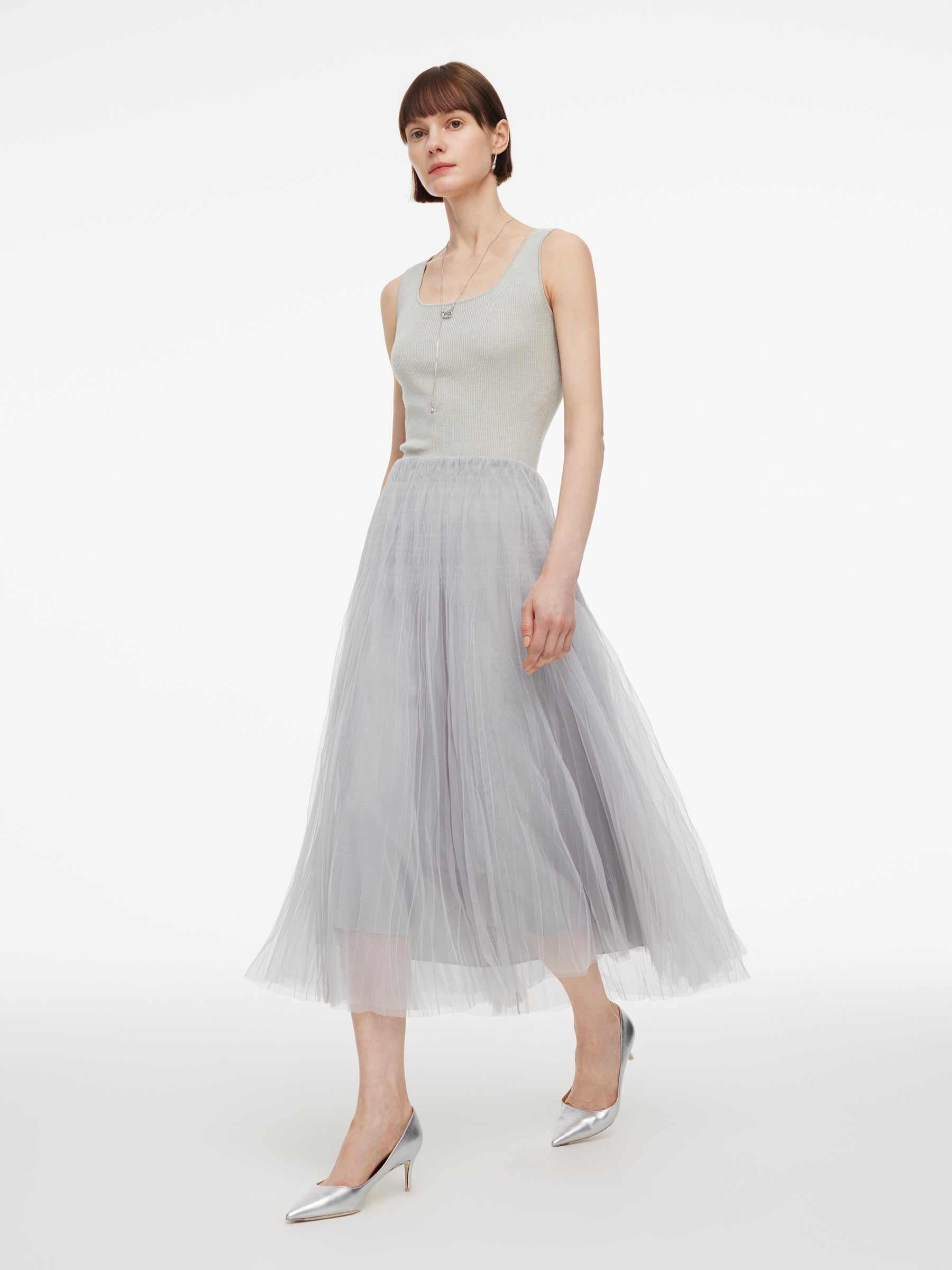 Vertical-Pleat A-Line Skirt