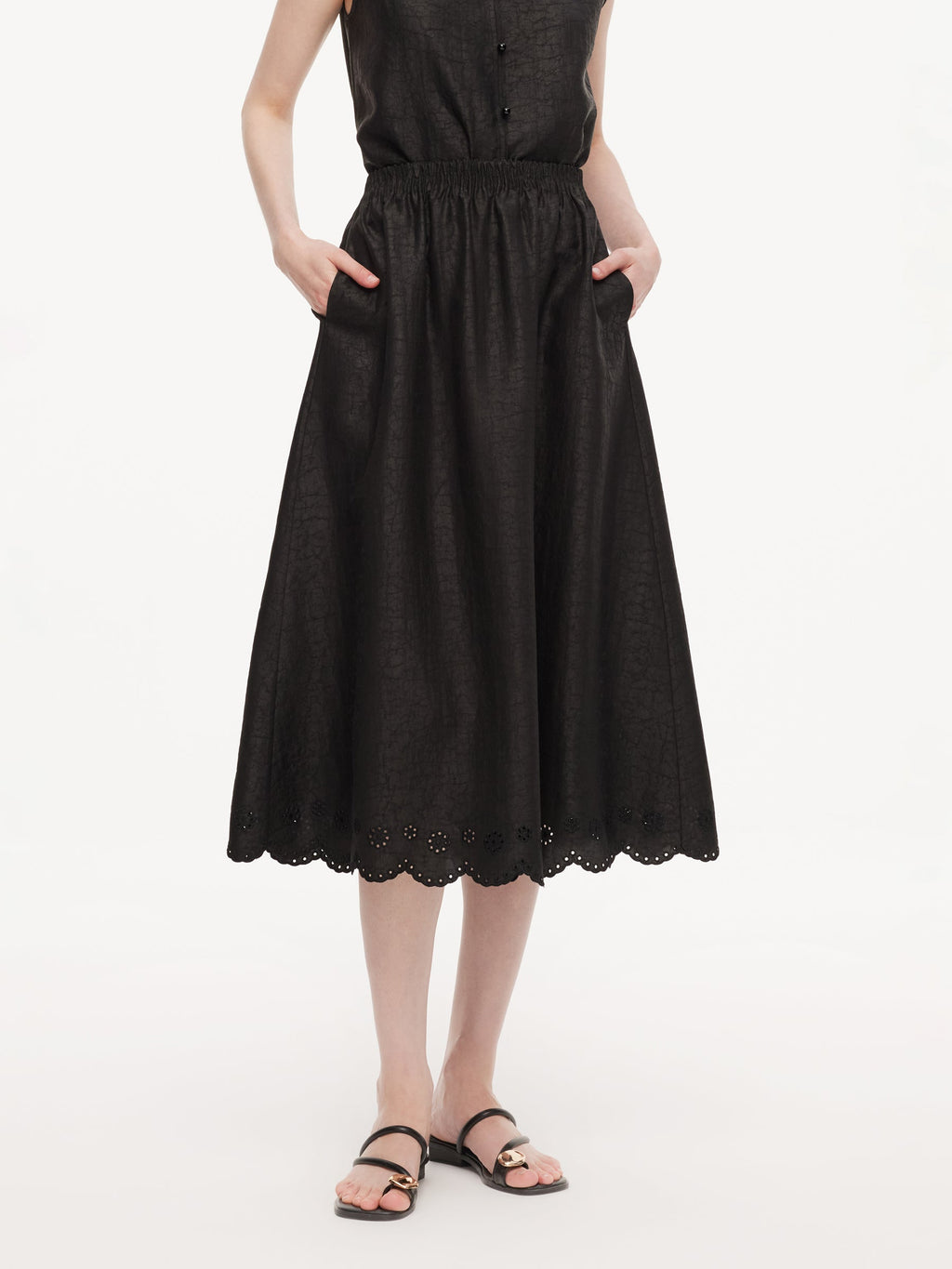 Silk Embroidered A-Line Skirt
