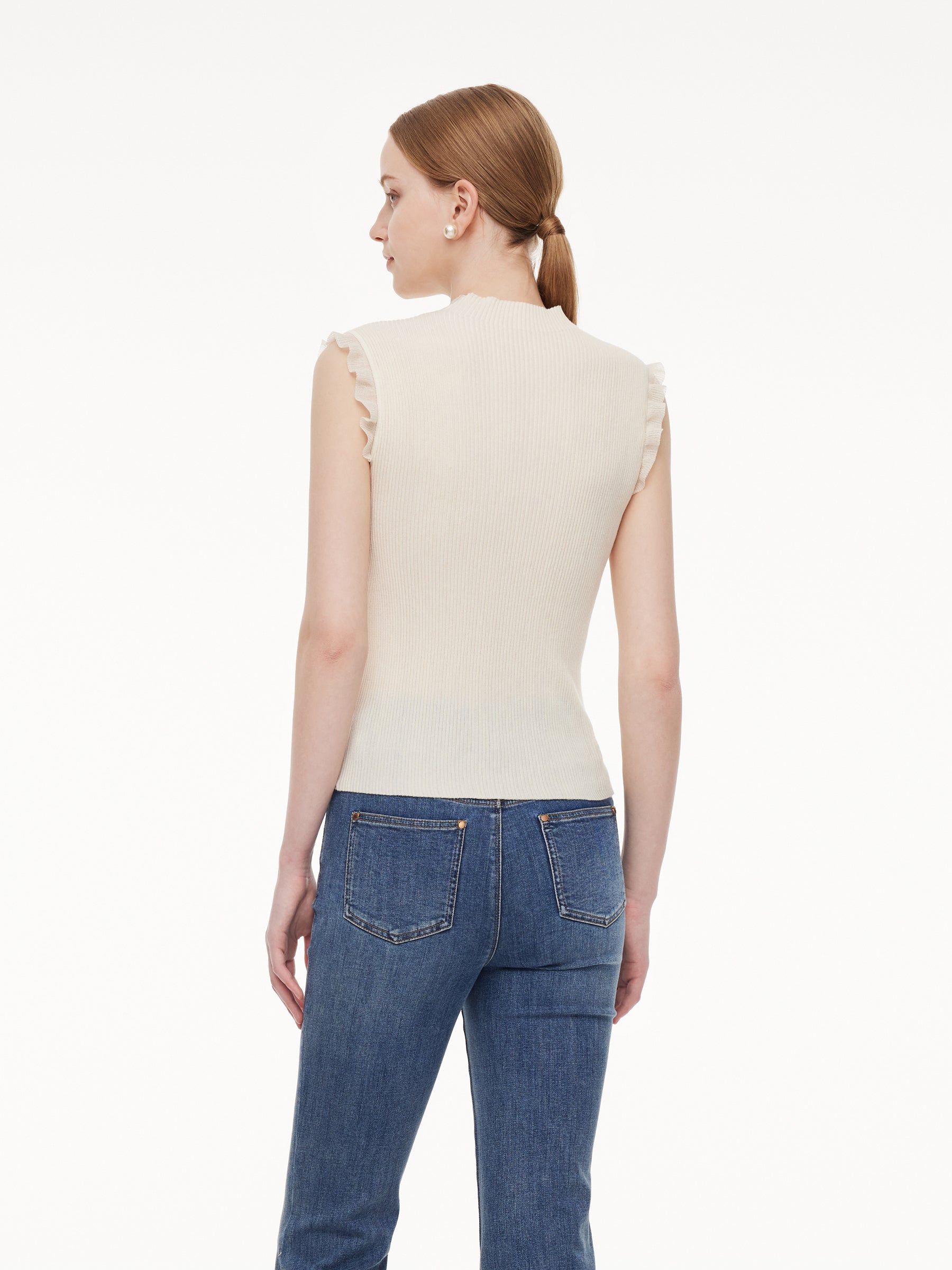 Mock-Neck Ruffle Tank
