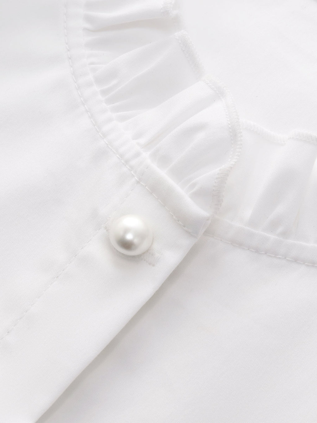 Ruffle Collar Pearl Button Shirt