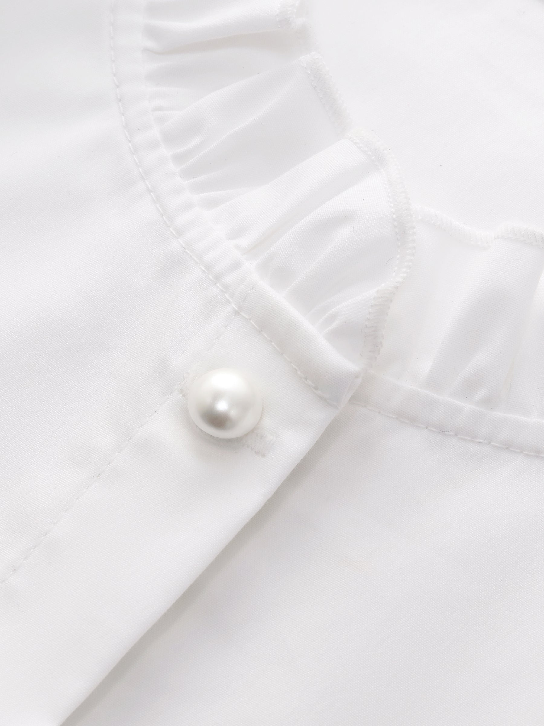 Ruffle Collar Pearl Button Shirt