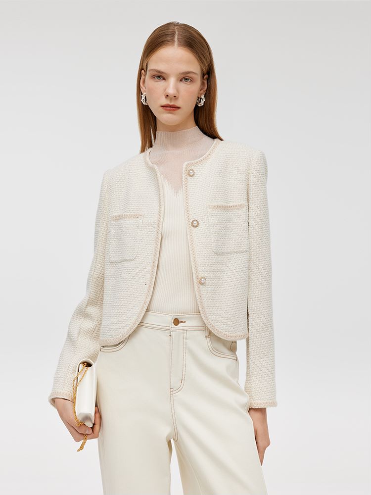 Boxy Sequin Tweed Jacket