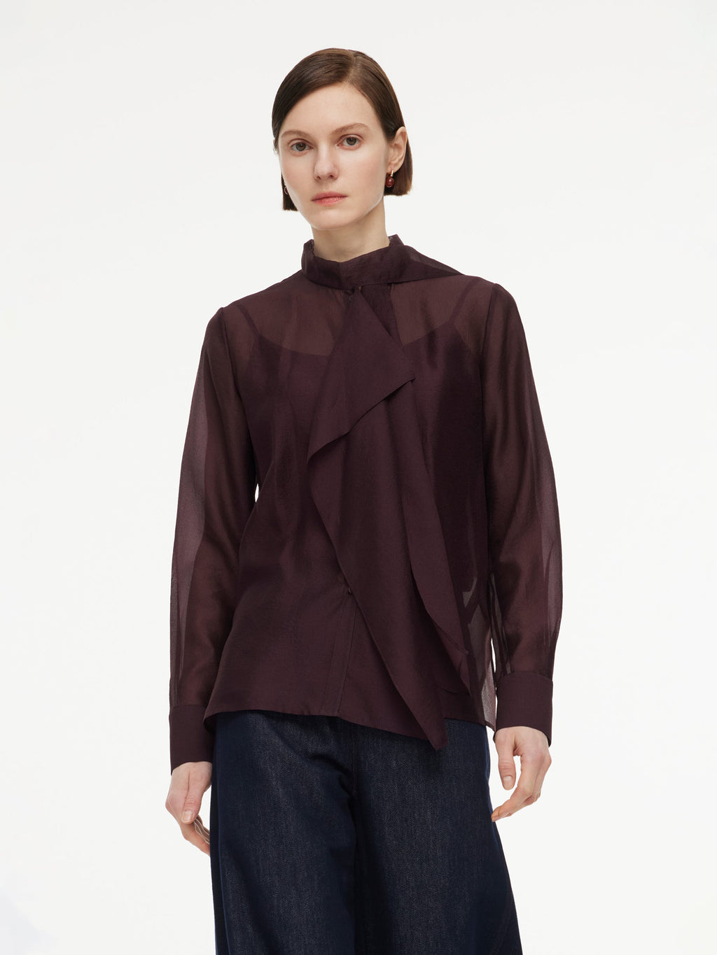 Tie-Front Bow Silk Top