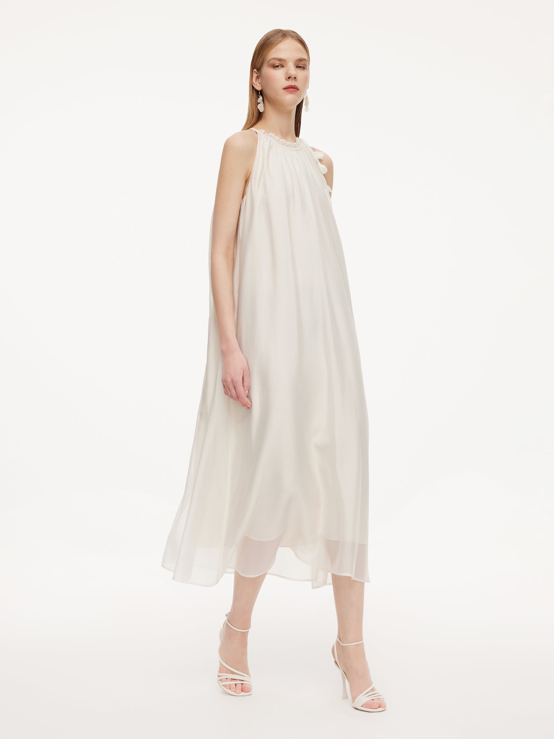 Halter Ruffle Maxi Dress