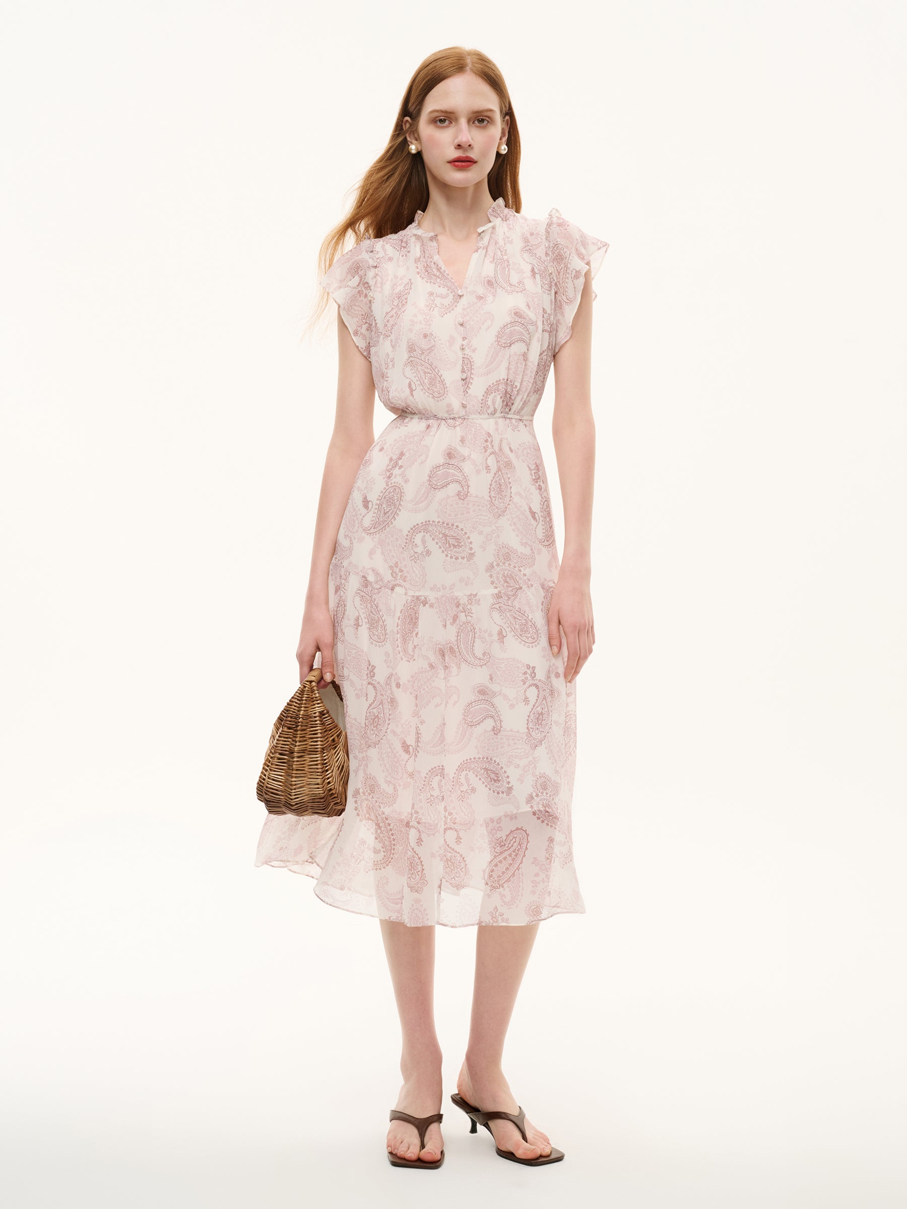 Back-Tie Ruffle Sleeve Dress
