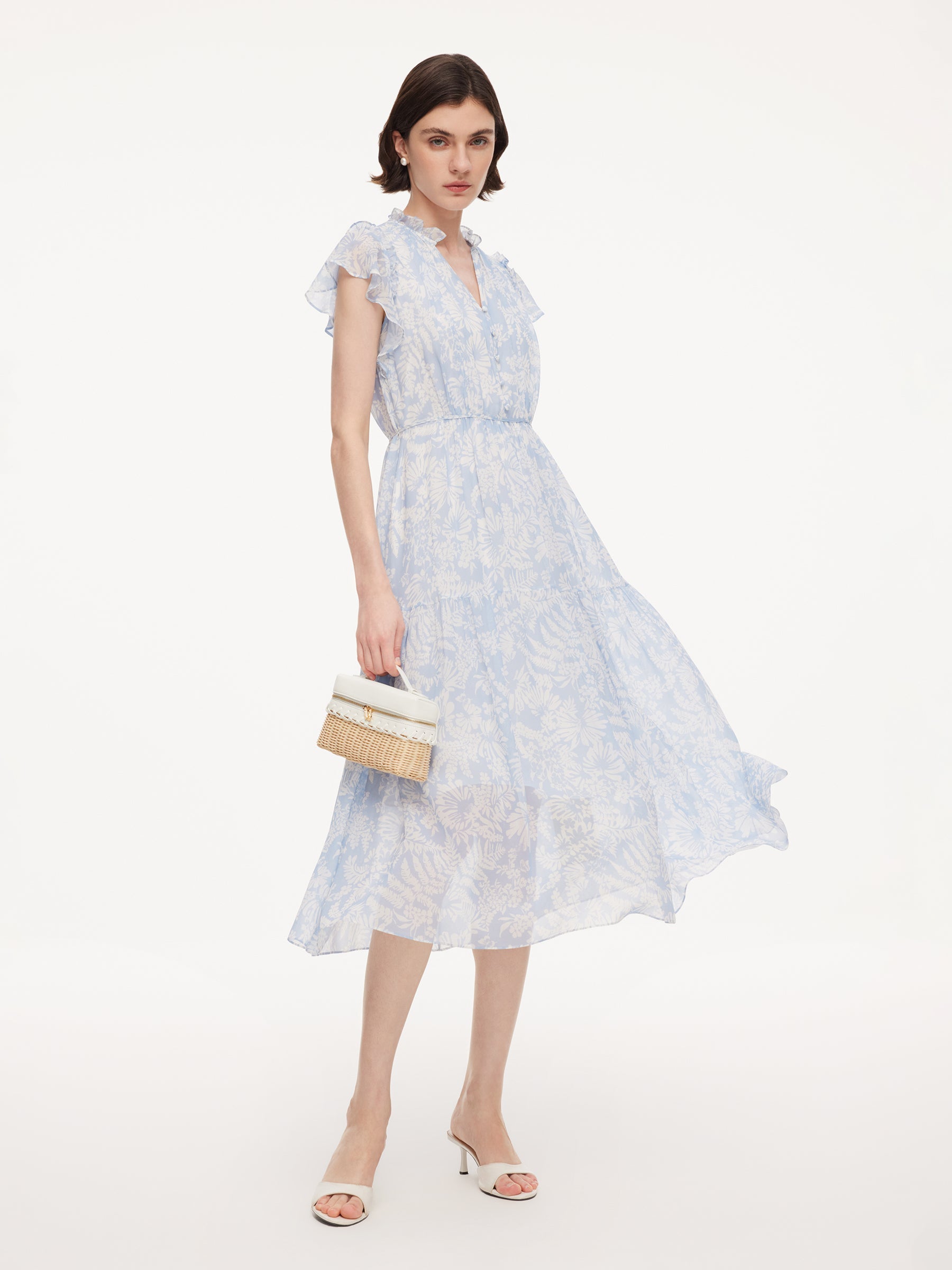 Ruffle V-Neck Maxi Dress