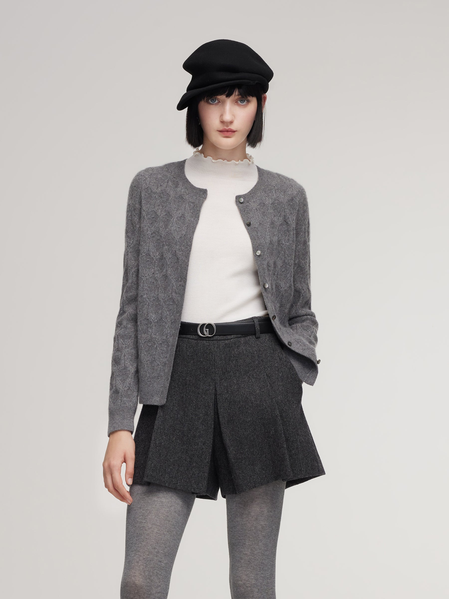 Shell Button Minimalist Cardigan