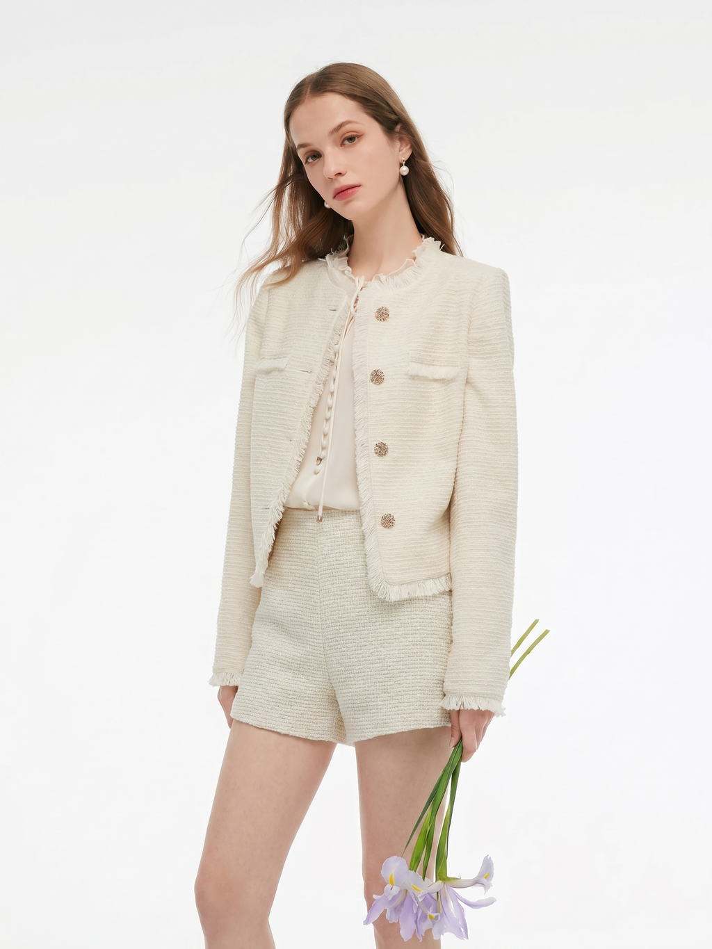 Wool-Tweed A-Line Shorts