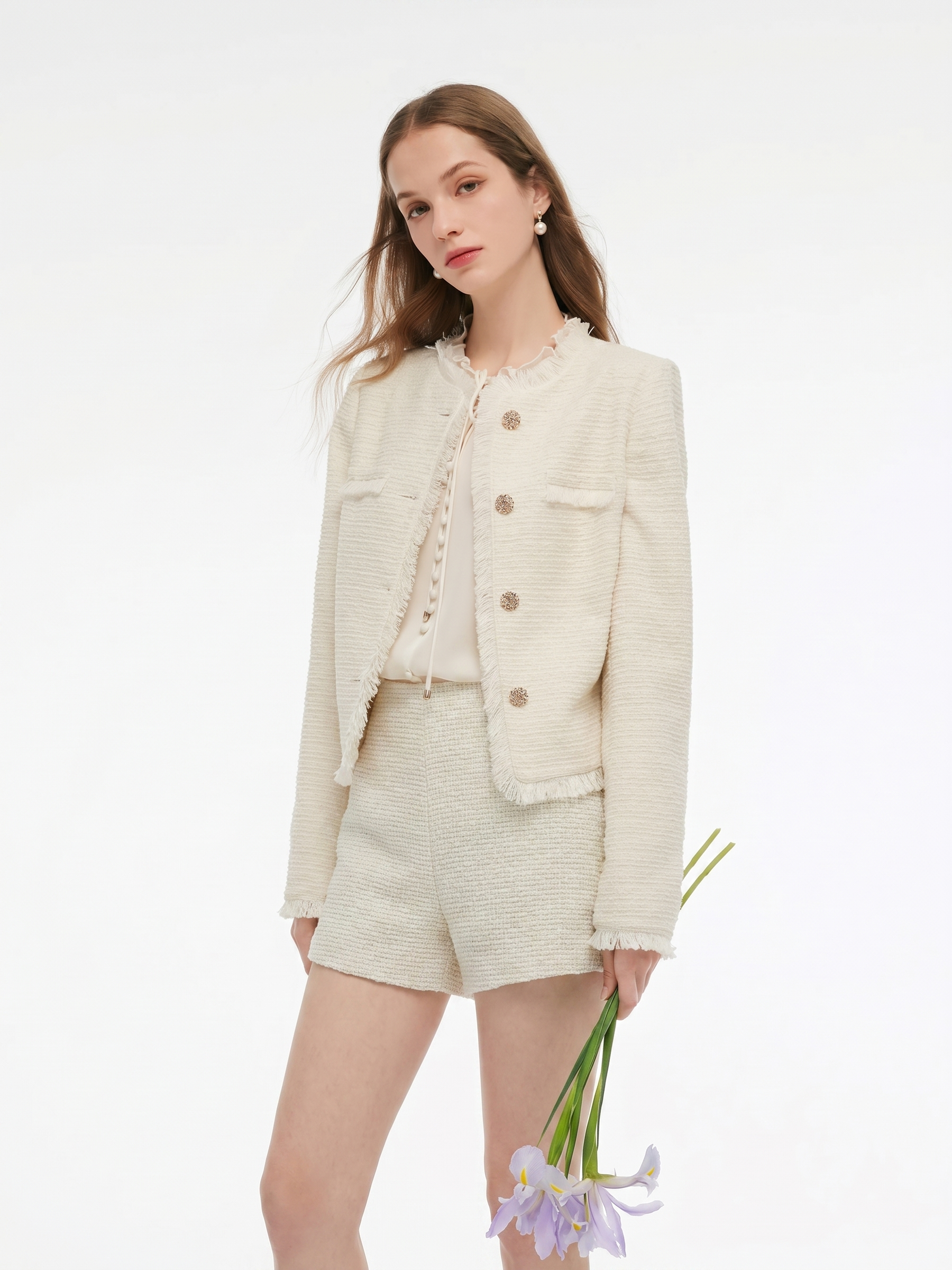 Wool-Tweed A-Line Shorts