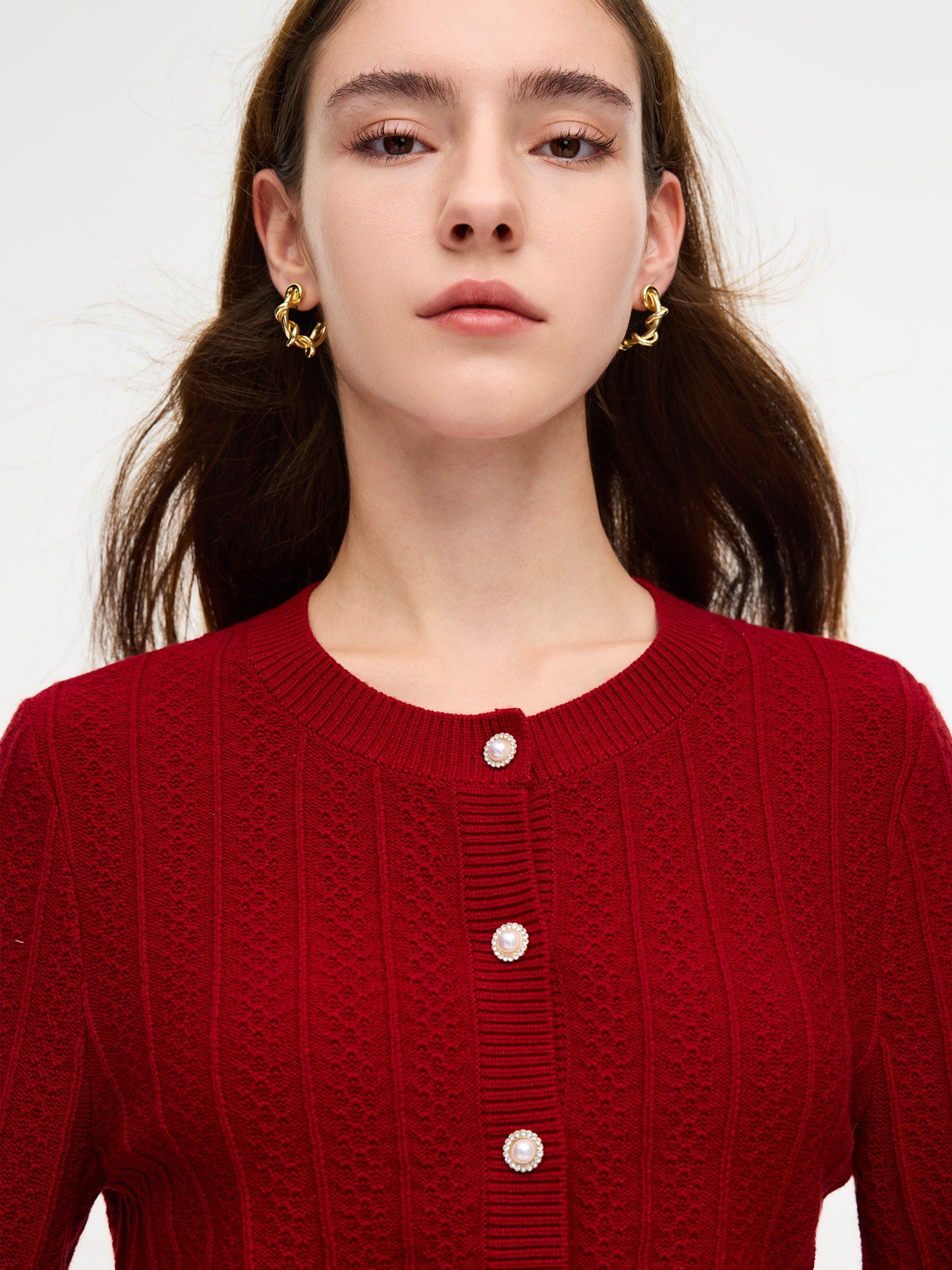 Tencel Wool Ruffle Cuff Cardigan
