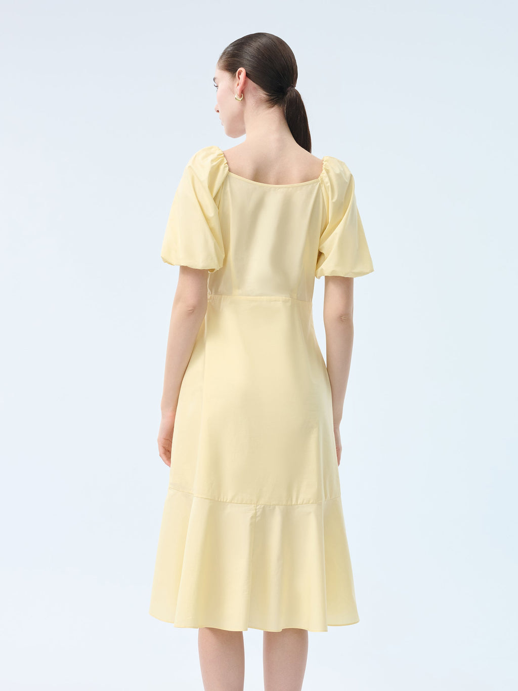 Cotton Wrap V-Neck Midi Dress