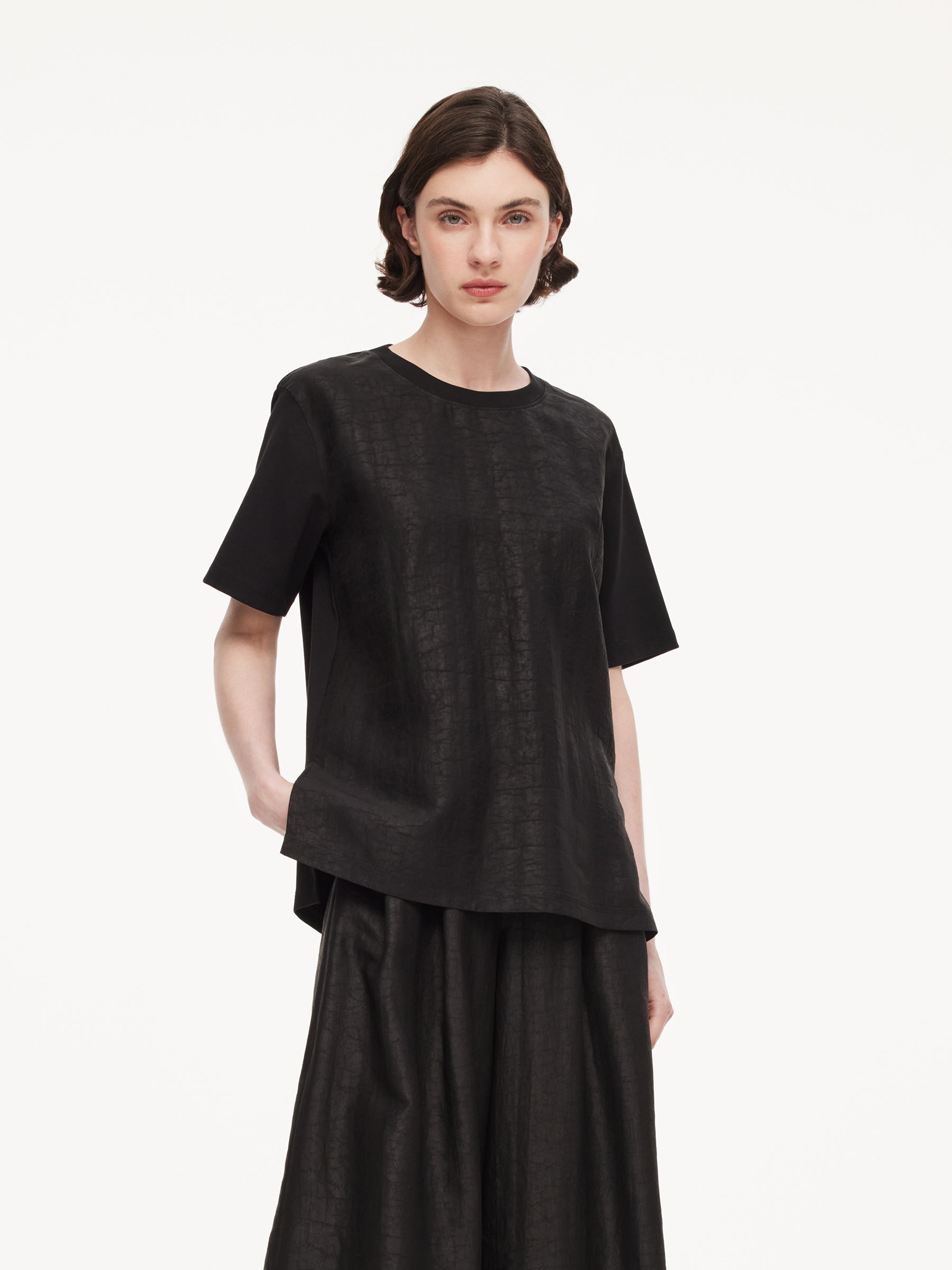 Silk Embroidered H-Line Tee