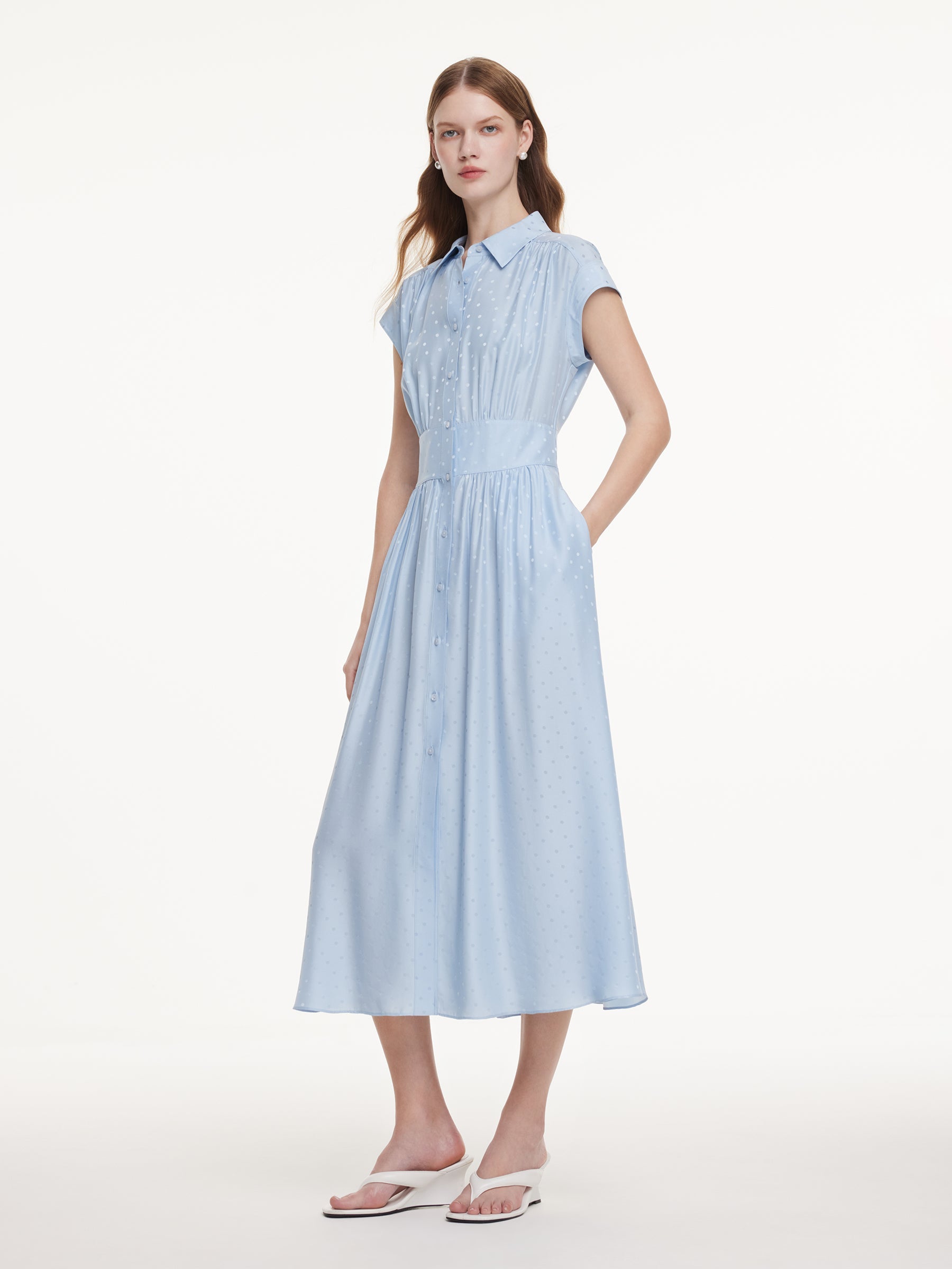 Mulberry Silk Polka Dot Shirt Dress