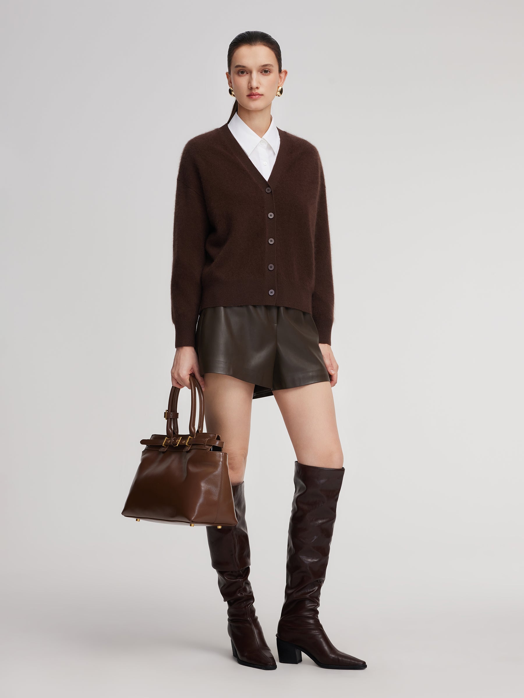 V-Neck Drop-Shoulder Cardigan