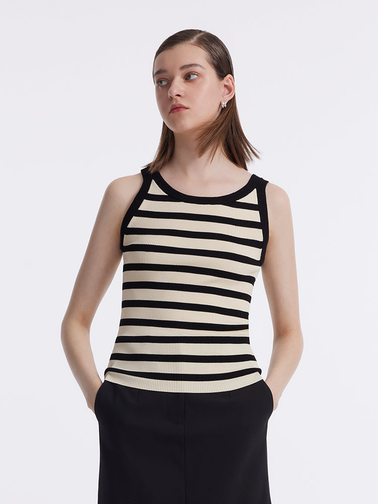 Striped Knit Fit Tank