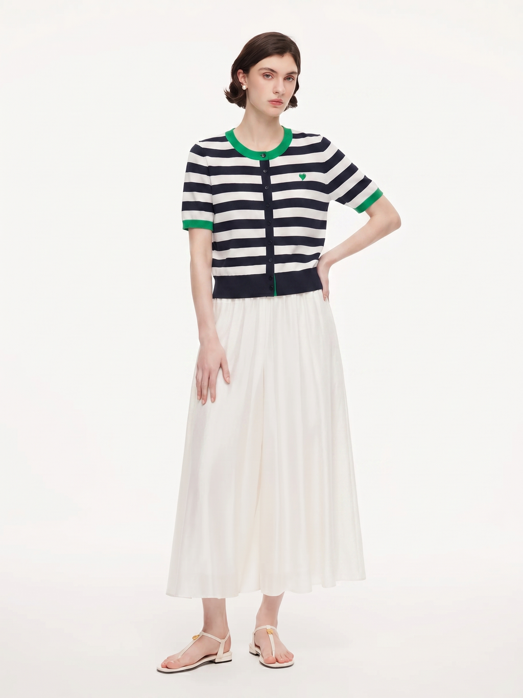 Striped Embroidered Cardigan