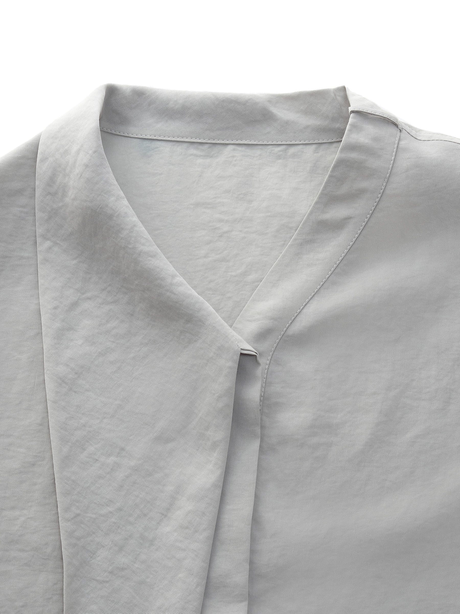 Triacetate Ribbon Neck Blouse