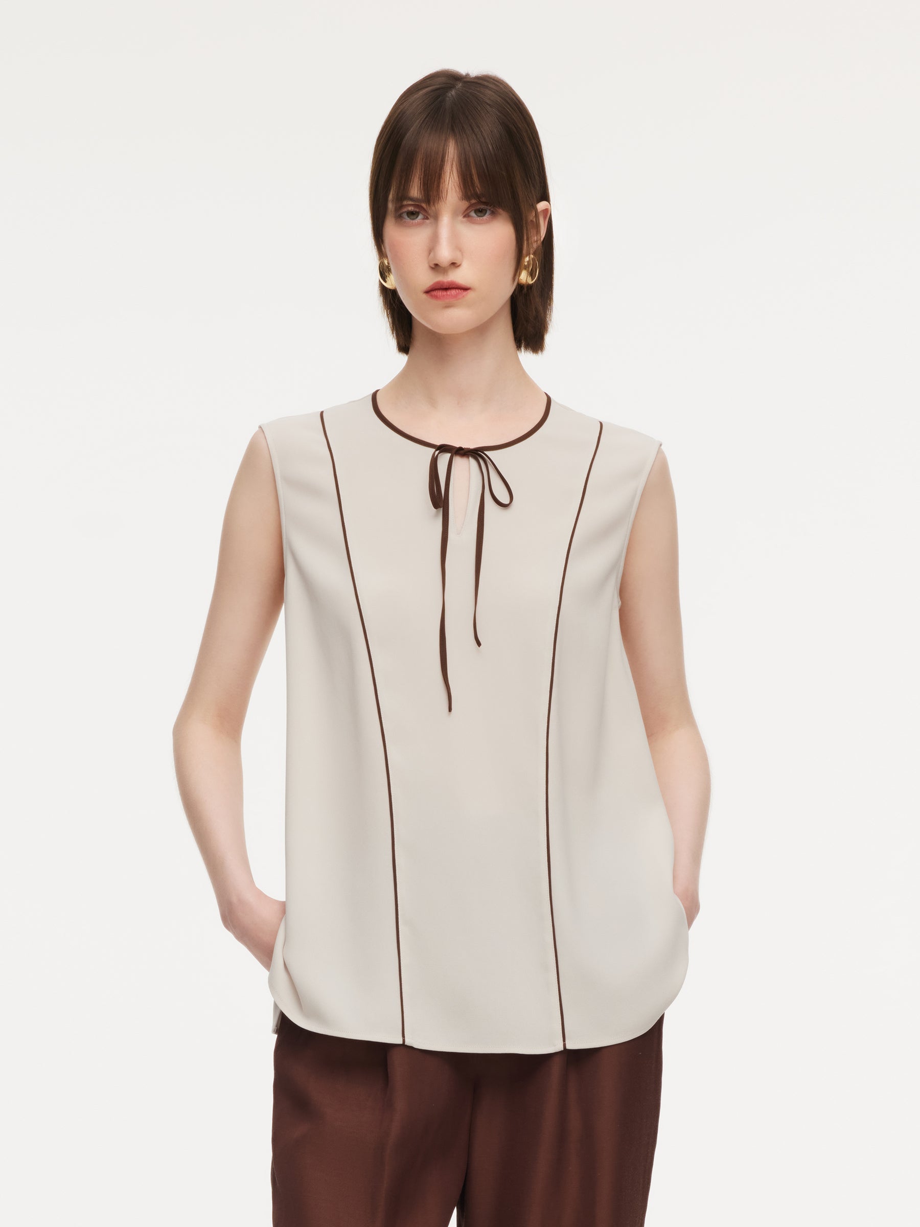 Acetate Blend Tie-Front Tank
