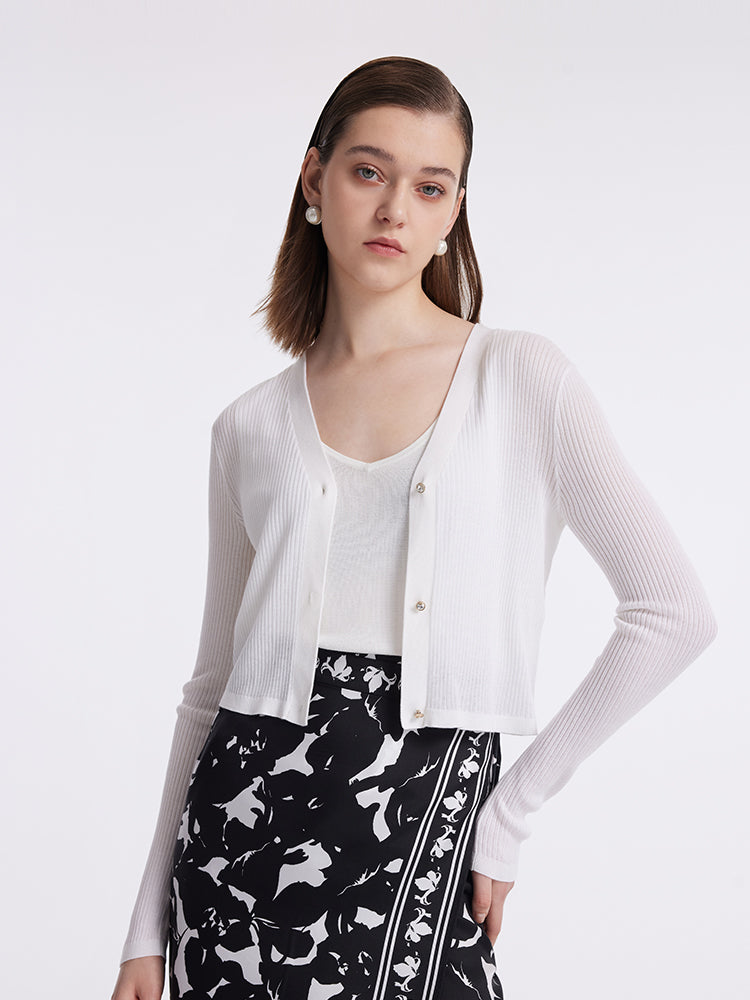 Tencel-Silk V-Neck Cardigan