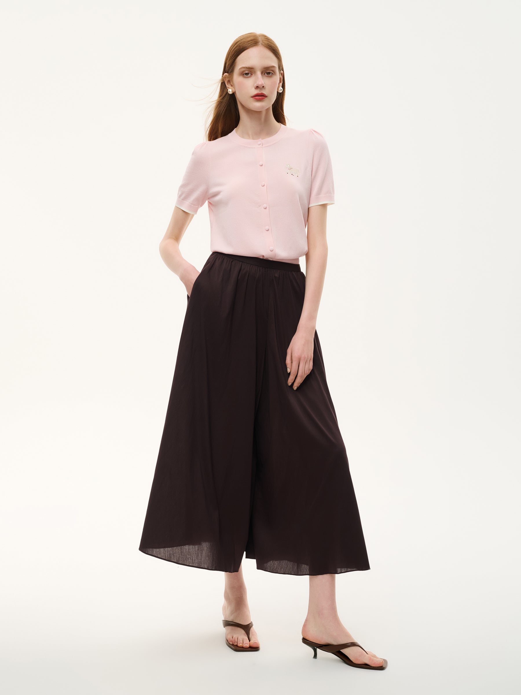 Cotton-Blend A-Line Culottes