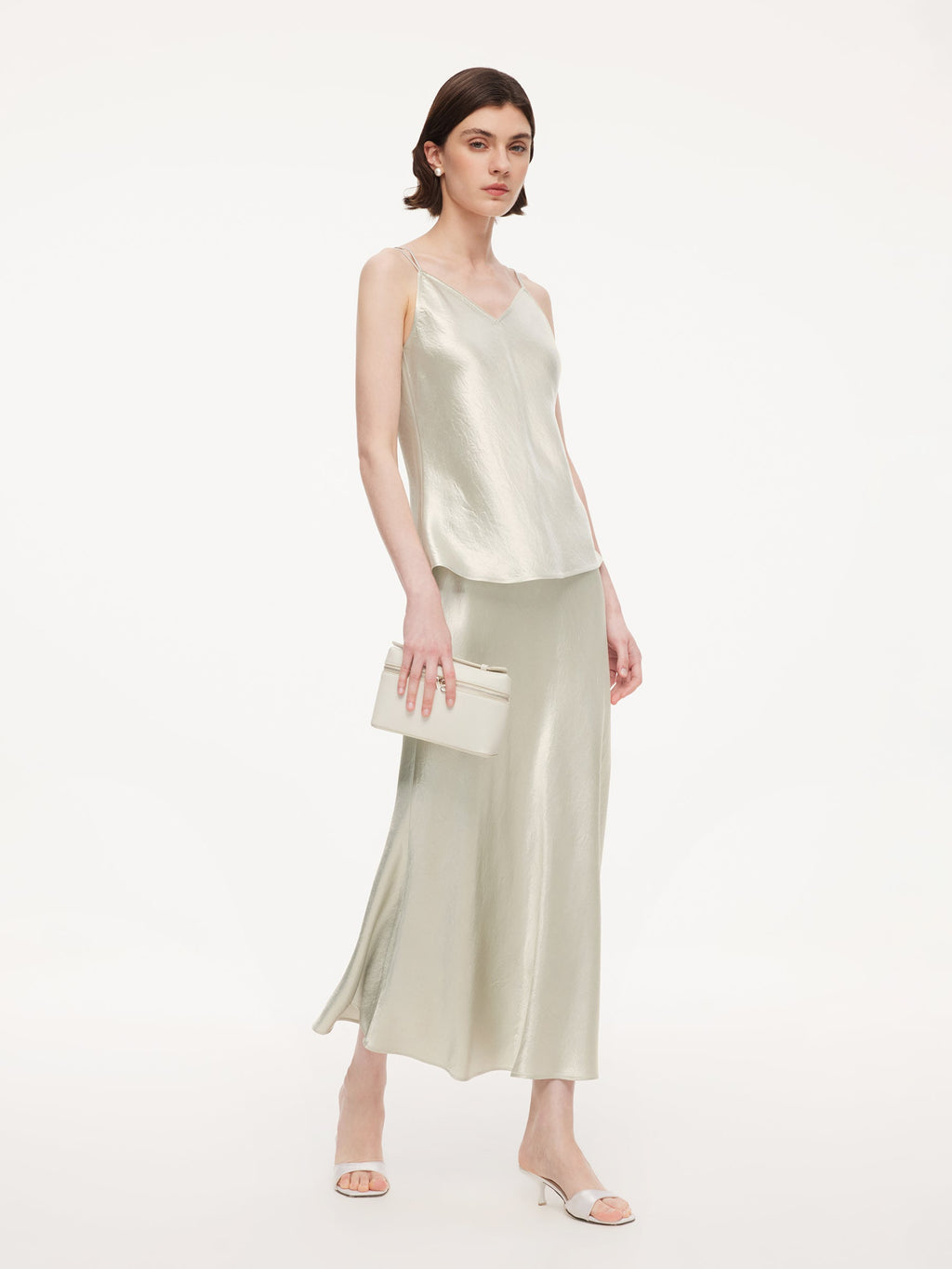 Acetate Bias-Cut V-Neck