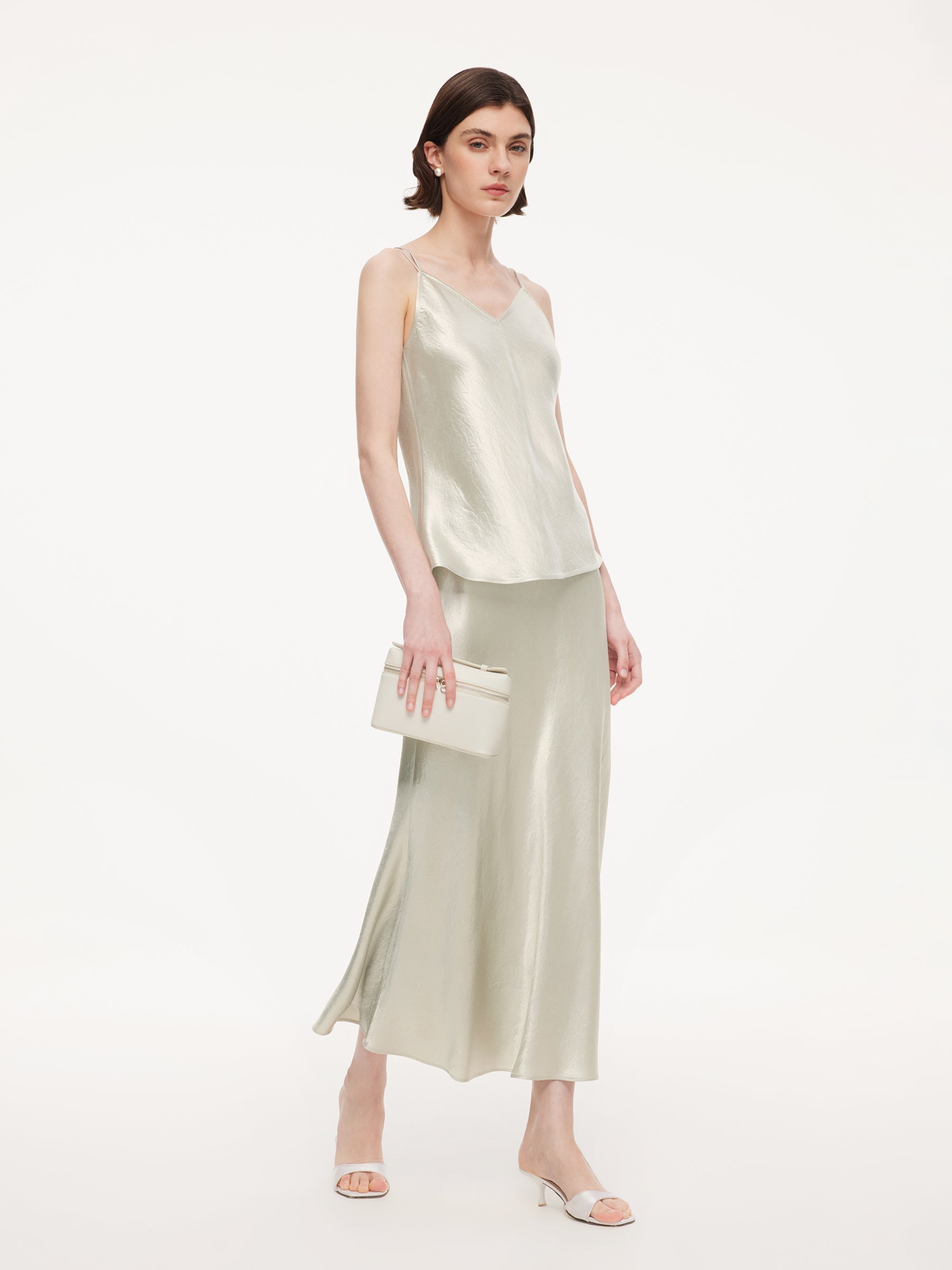 Acetate Bias-Cut V-Neck