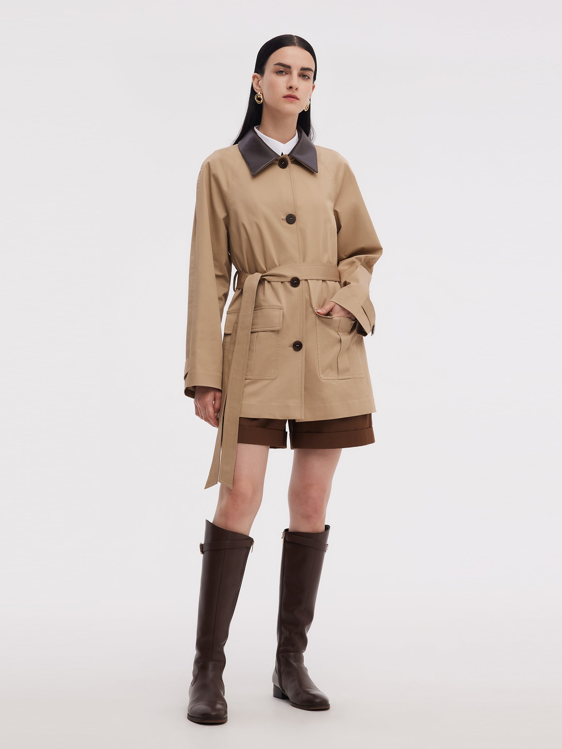 Cotton Spandex Trench