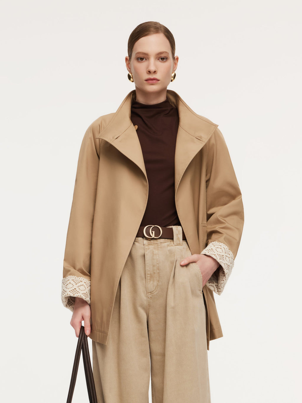 Tencel Mock Neck Ruched Top