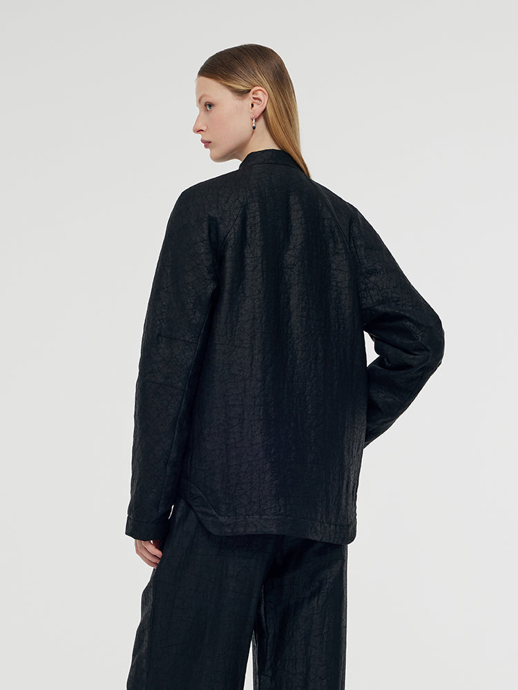 Mandarin Collar Frog Button Silk Jacket