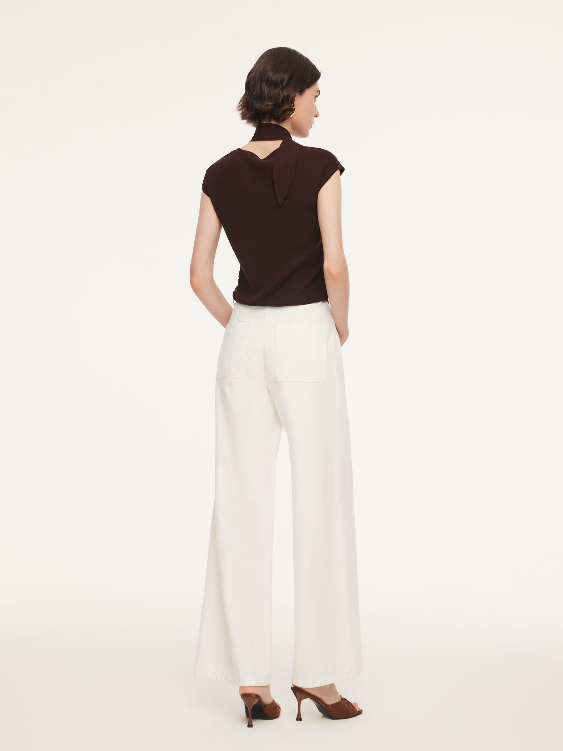 Tencel Asymmetrical Hem Ribbon Top